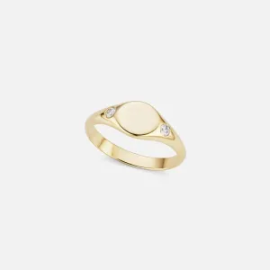 The Gold Petite Diamond Signet Ring