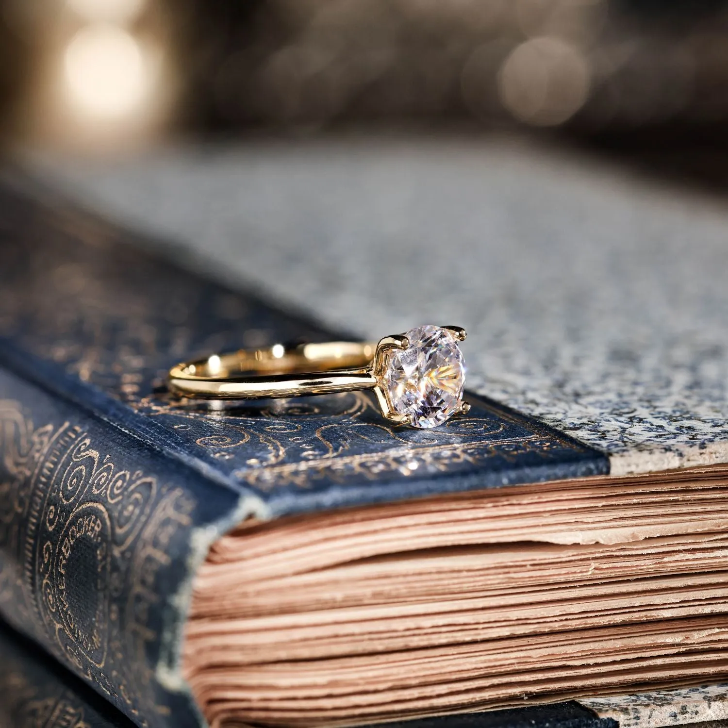 The Lily - Solitaire Round Diamond Engagement Ring with Nature-Inspired Setting