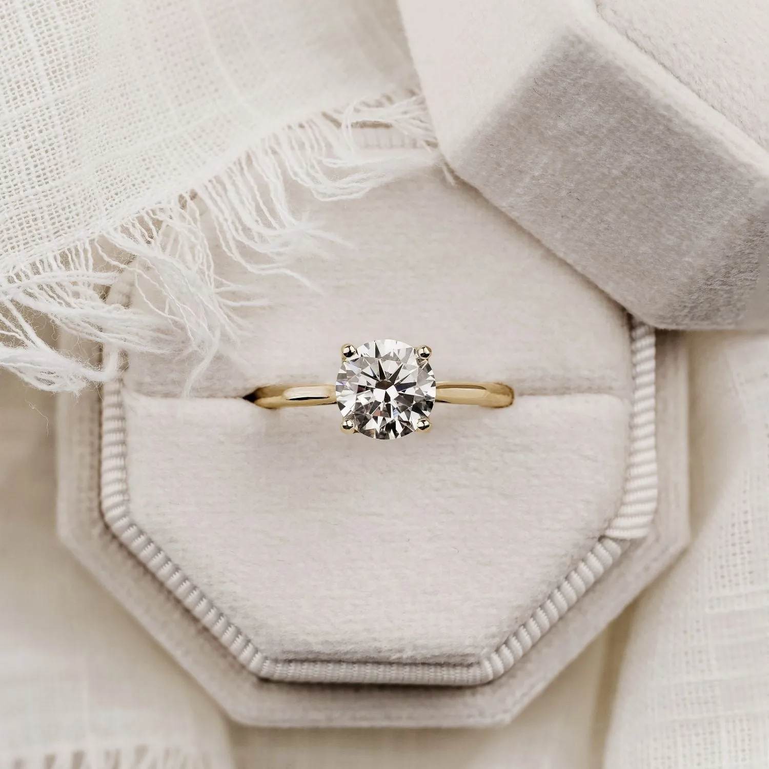 The Lily - Solitaire Round Diamond Engagement Ring with Nature-Inspired Setting