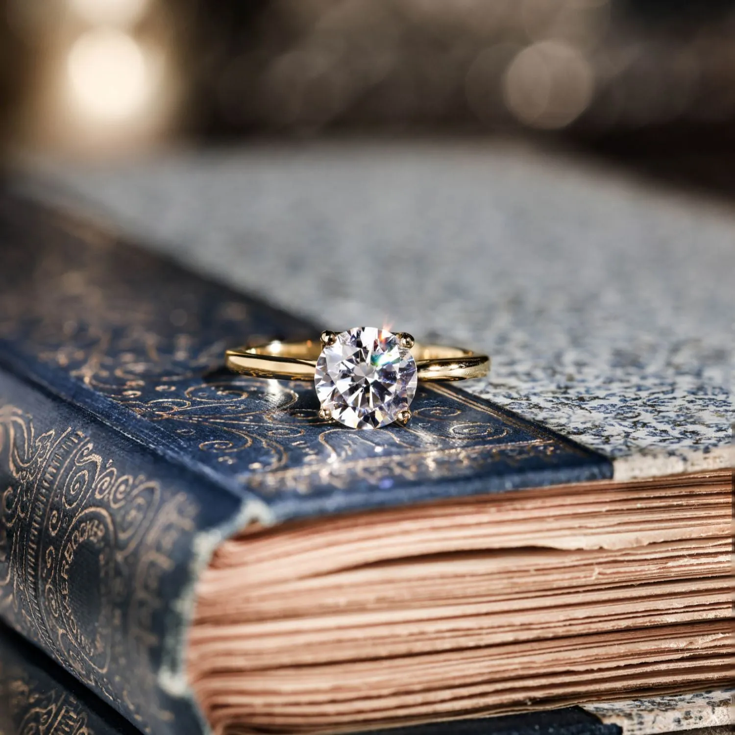 The Lily - Solitaire Round Diamond Engagement Ring with Nature-Inspired Setting
