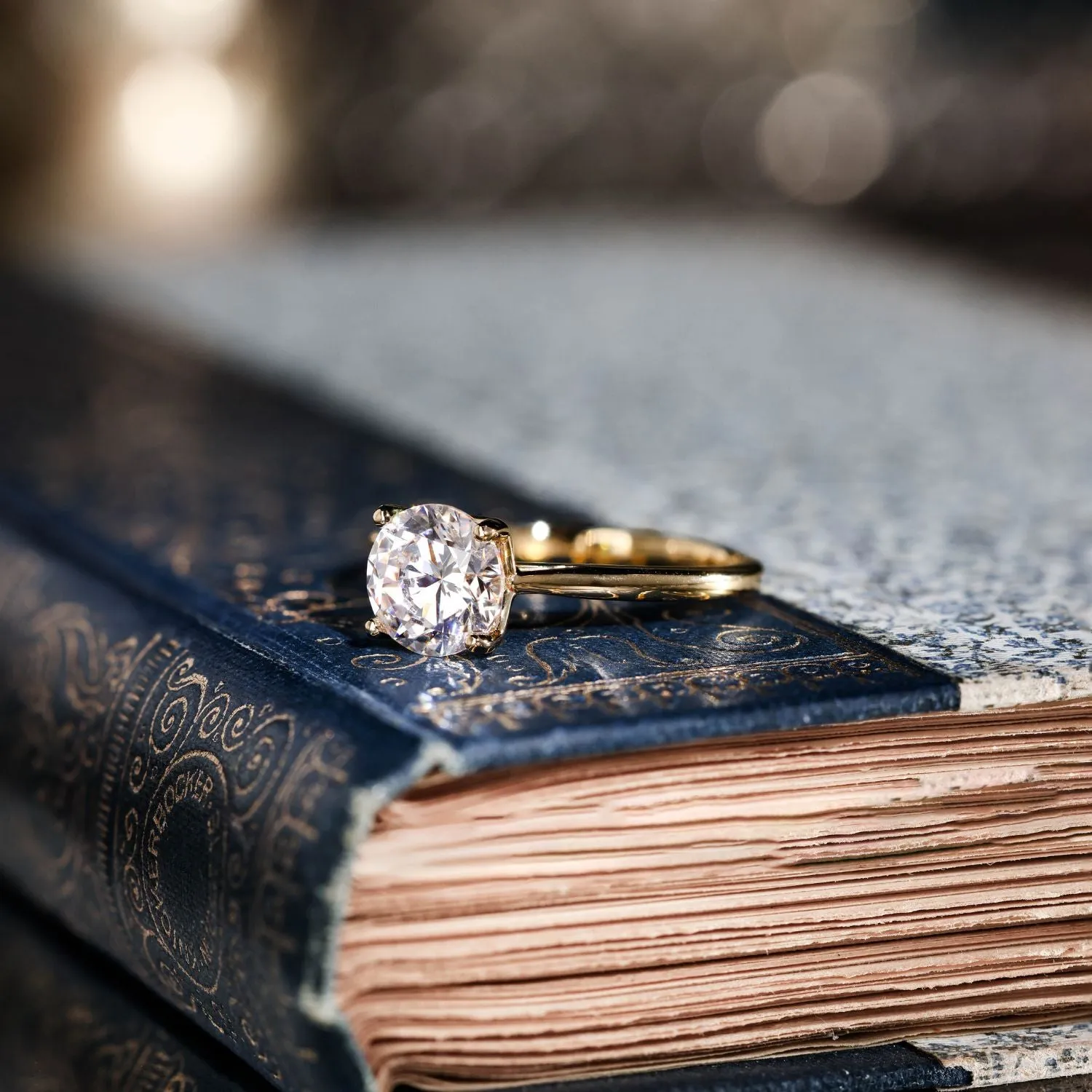 The Lily - Solitaire Round Diamond Engagement Ring with Nature-Inspired Setting