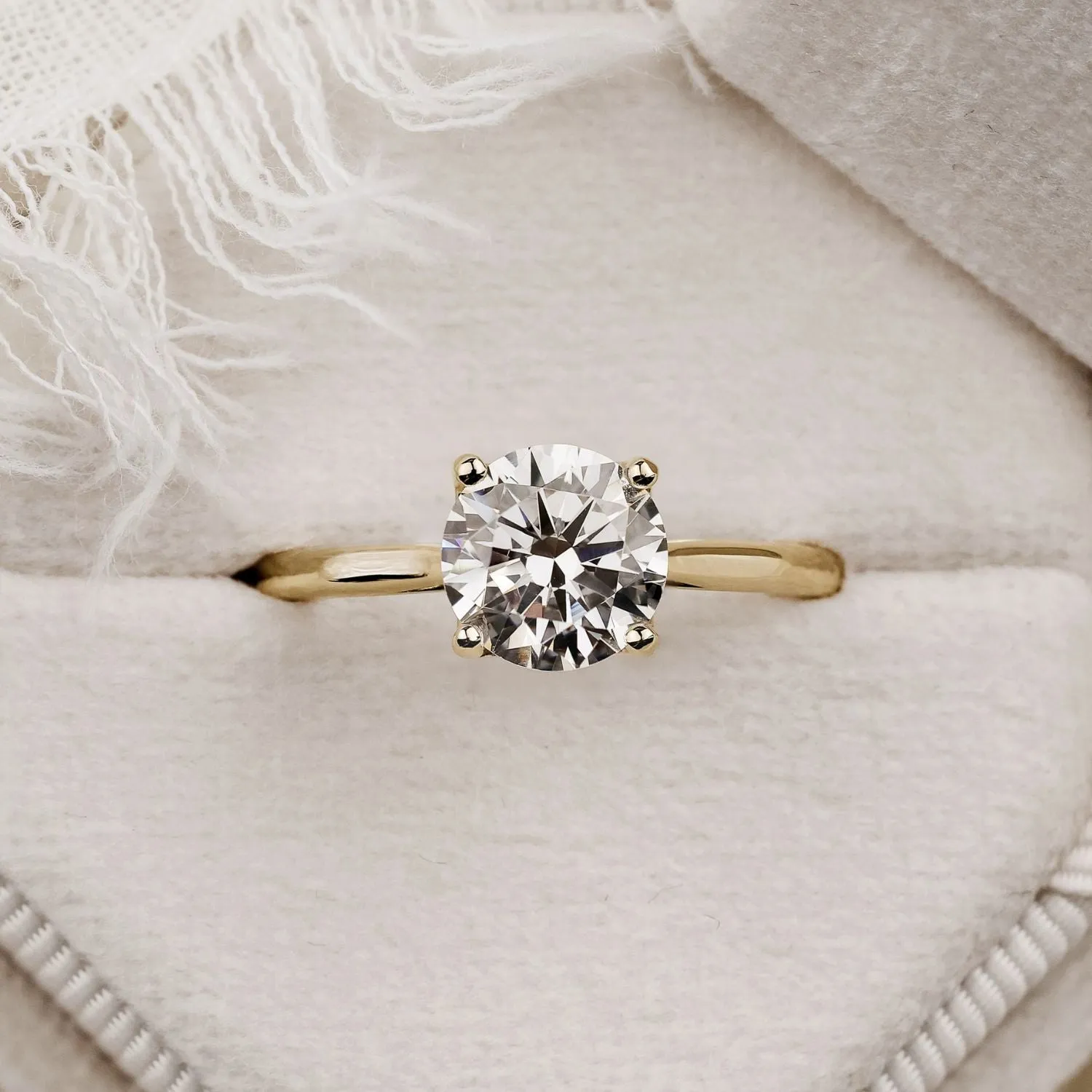 The Lily - Solitaire Round Diamond Engagement Ring with Nature-Inspired Setting