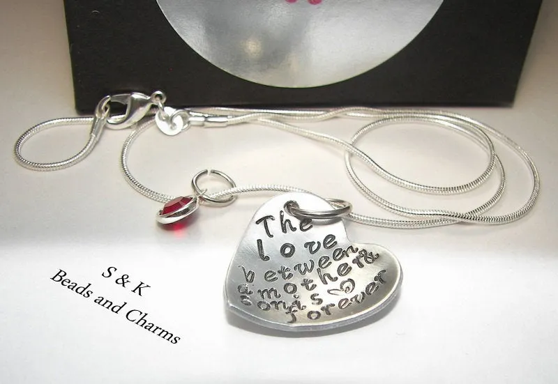 The love between a mother and son is forever, Hand stamped jewelry, mommy jewelry, personalized jewelry, mommy necklace., custom  stamped