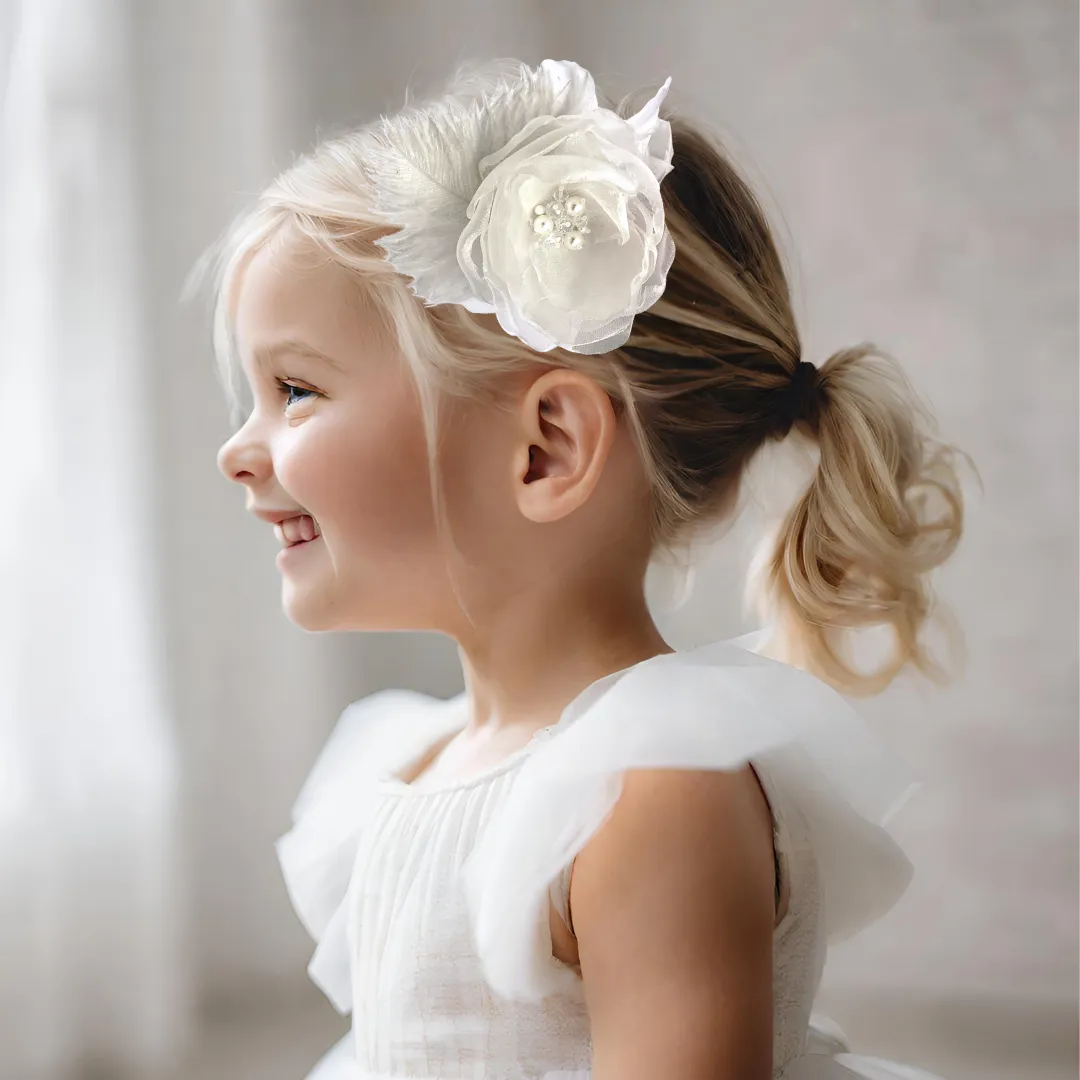 The Rosie Girls White Fascinator Hair Clip