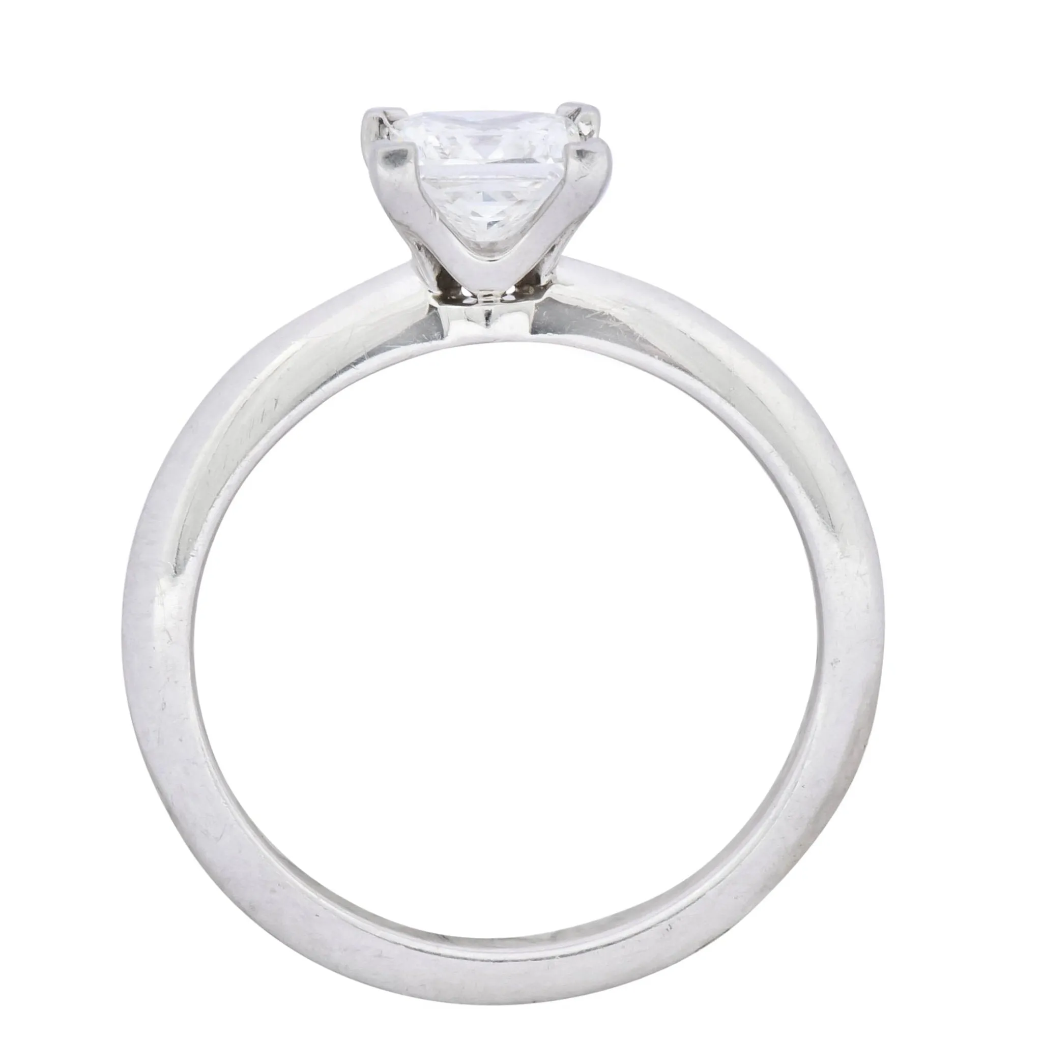 Tiffany & Co. 0.74 Carat Princess Cut Diamond Platinum Solitaire Engagement Ring