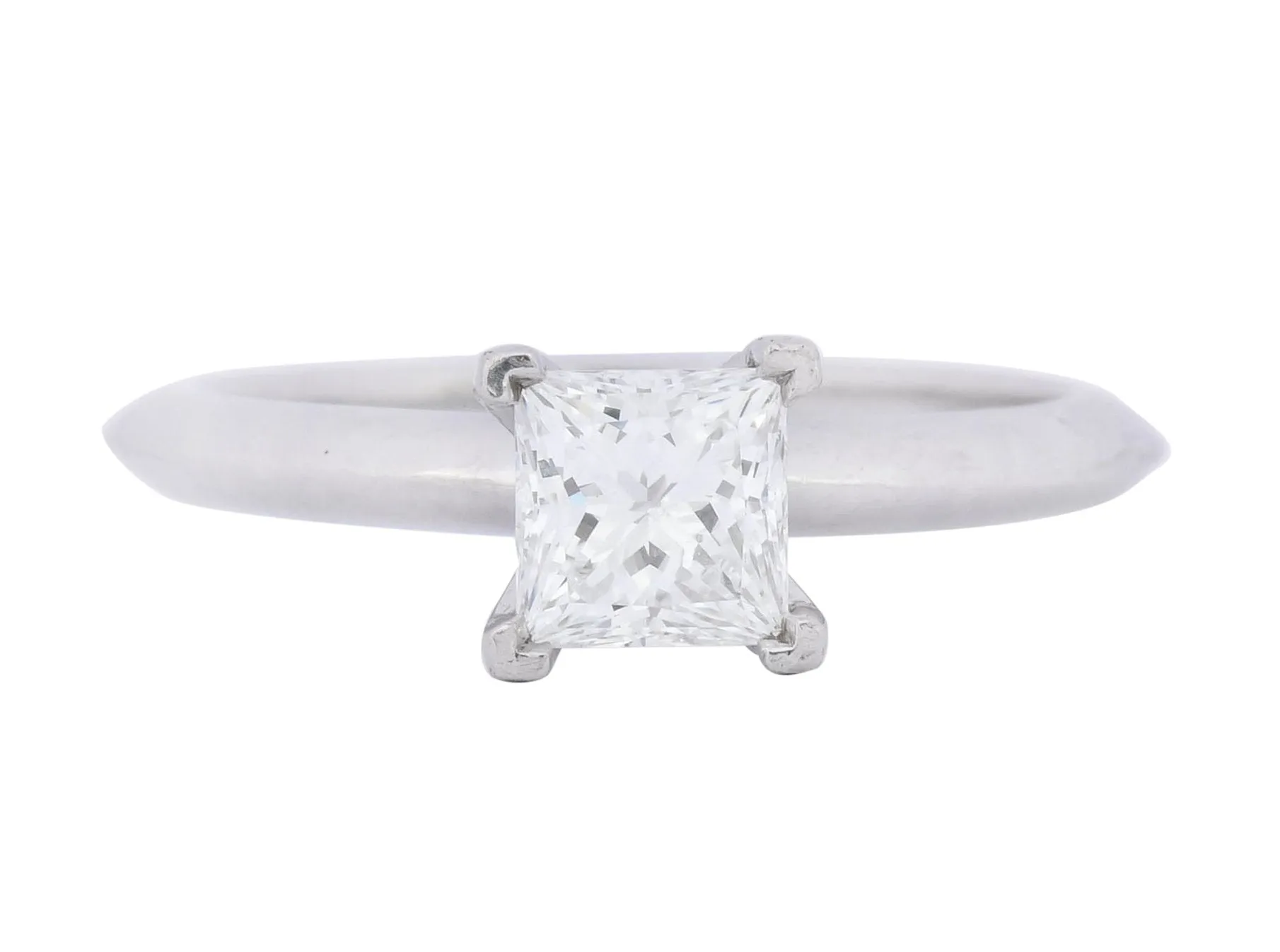 Tiffany & Co. 0.74 Carat Princess Cut Diamond Platinum Solitaire Engagement Ring