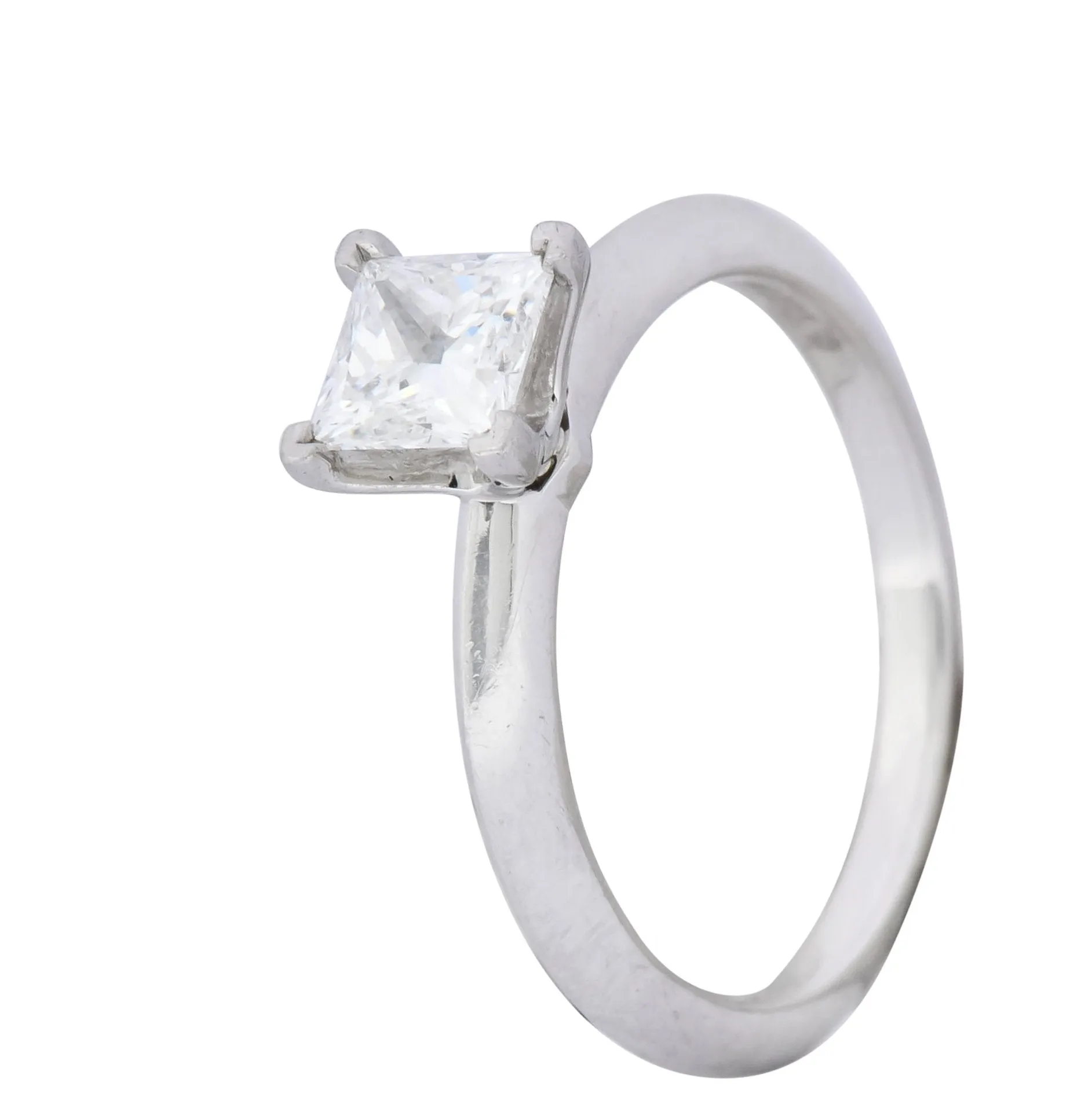 Tiffany & Co. 0.74 Carat Princess Cut Diamond Platinum Solitaire Engagement Ring