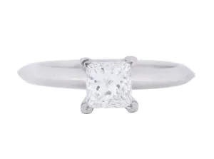 Tiffany & Co. 0.74 Carat Princess Cut Diamond Platinum Solitaire Engagement Ring