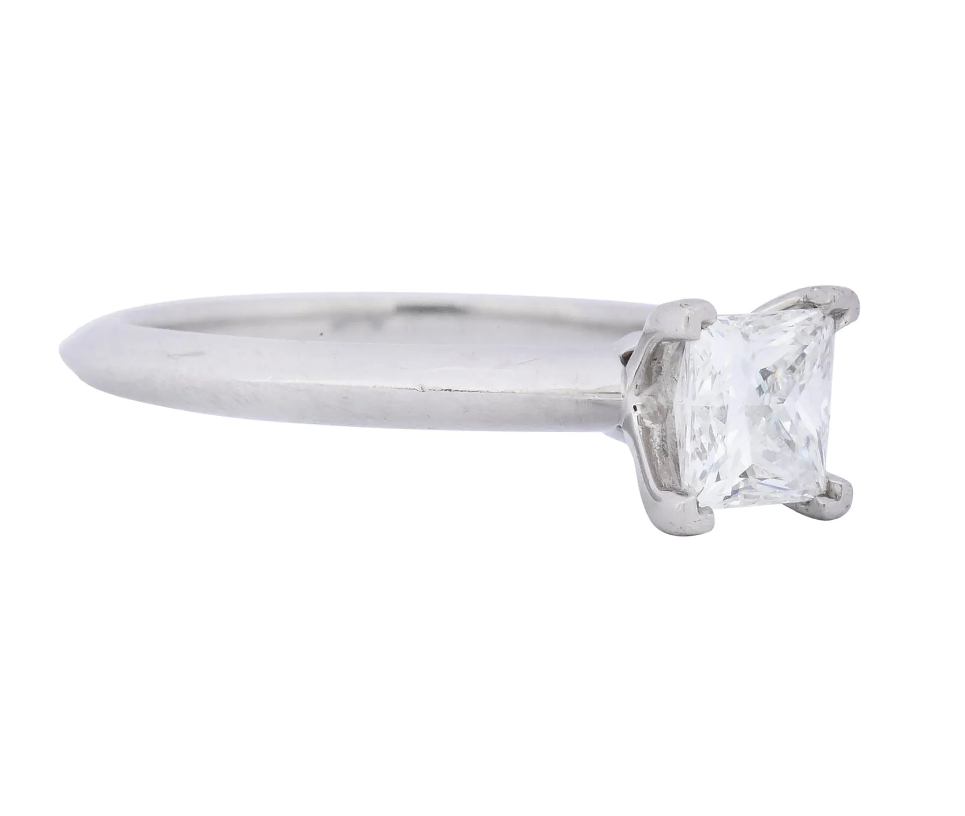 Tiffany & Co. 0.74 Carat Princess Cut Diamond Platinum Solitaire Engagement Ring