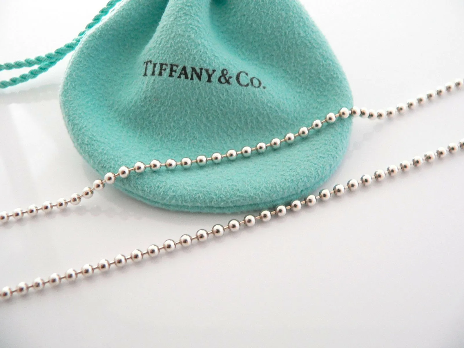 Tiffany & Co Silver 18K Gold Heart Key Necklace Pendant 20 Inch Gift Pouch Love