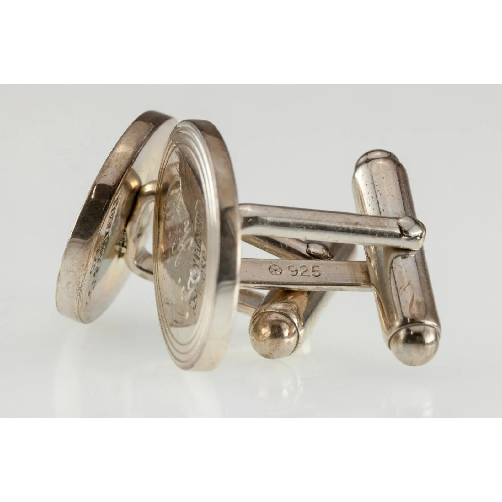 Tiffany & Co. Sterling Silver Engine-turned Oval Cufflinks w/Monogram