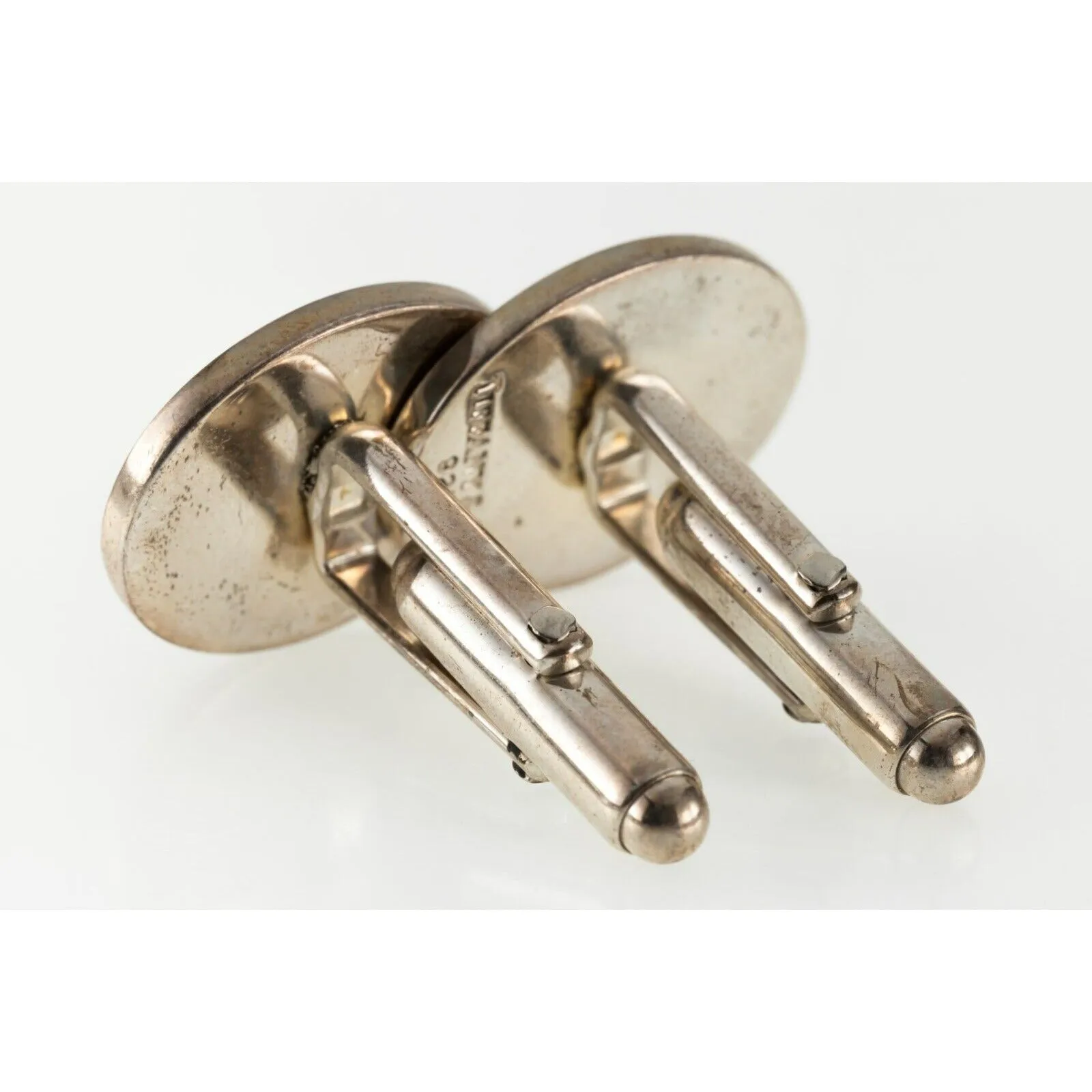 Tiffany & Co. Sterling Silver Engine-turned Oval Cufflinks w/Monogram