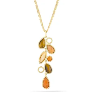 TIGER'S EYE AND BROWN STONE TEARDROP NECKLACES #171RD1401 (4C1)