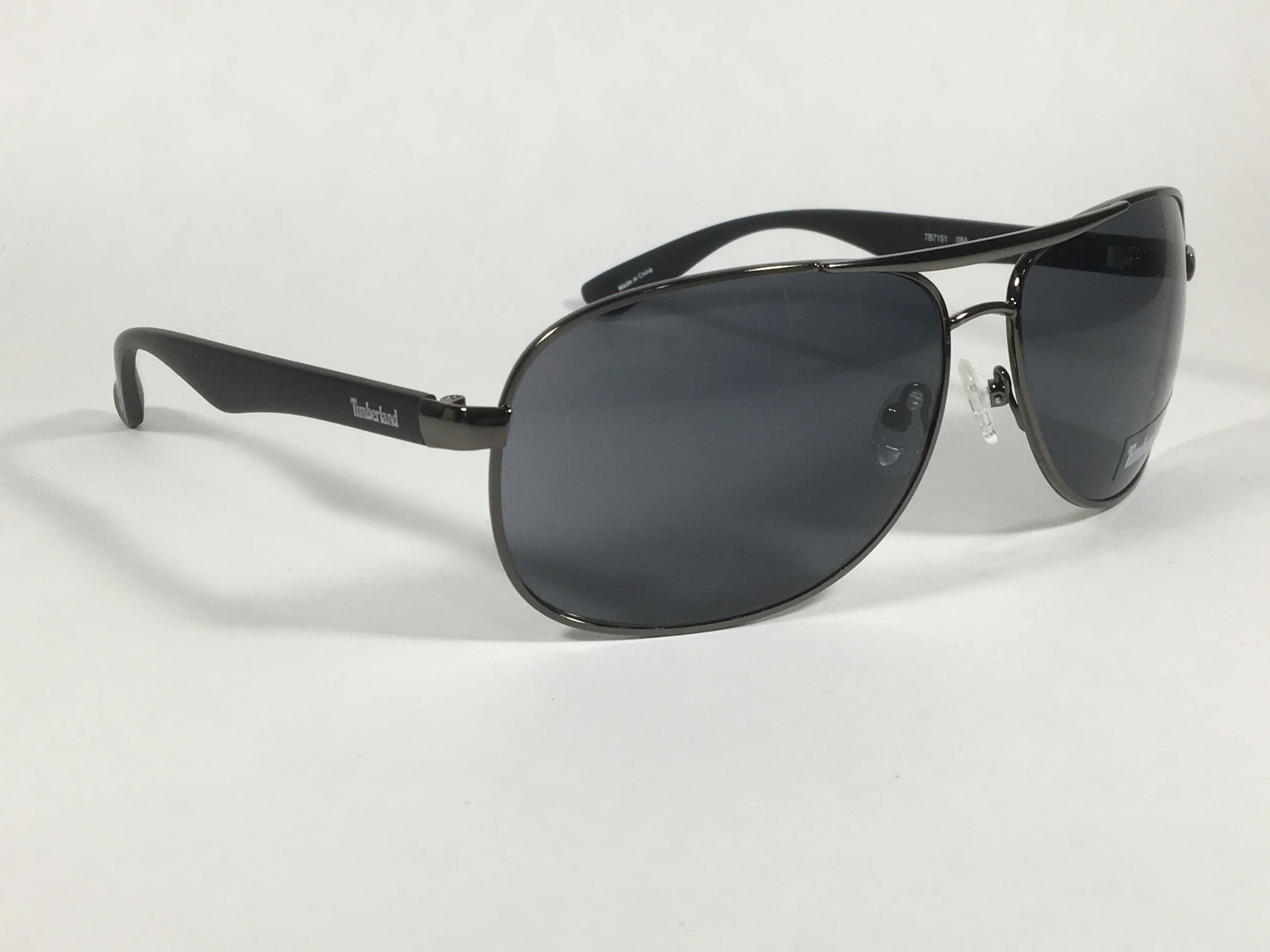 Timberland Aviator Sunglasses Matte Black And Gunmetal Frame Gray Lens TB7151 08A