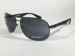 Timberland Aviator Sunglasses Matte Black And Gunmetal Frame Gray Lens TB7151 08A