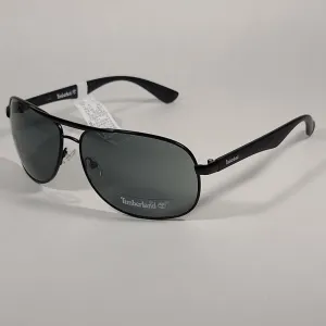 Timberland Aviator Sunglasses Matte Black Frame Green Lens TB7151 02N