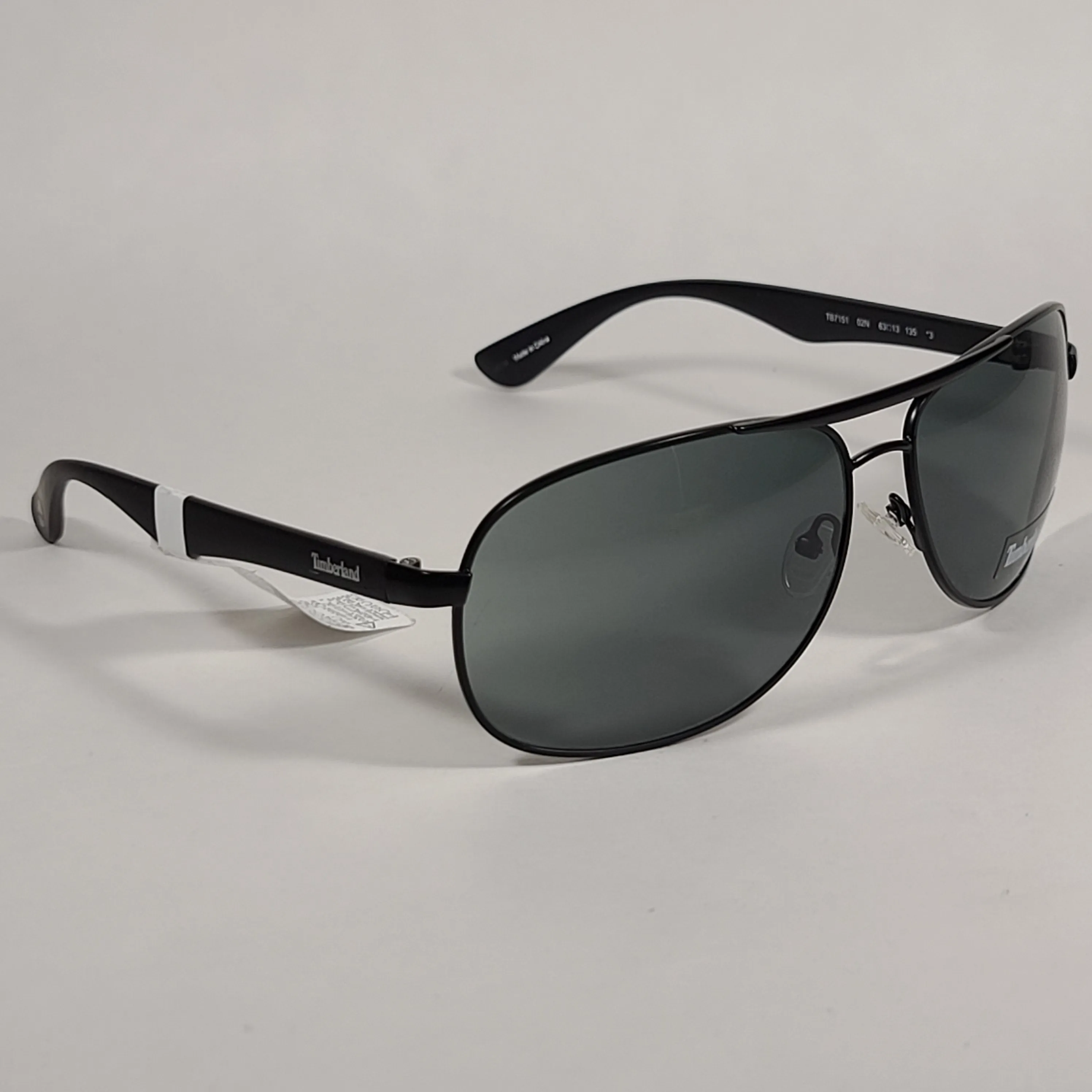Timberland Aviator Sunglasses Matte Black Frame Green Lens TB7151 02N