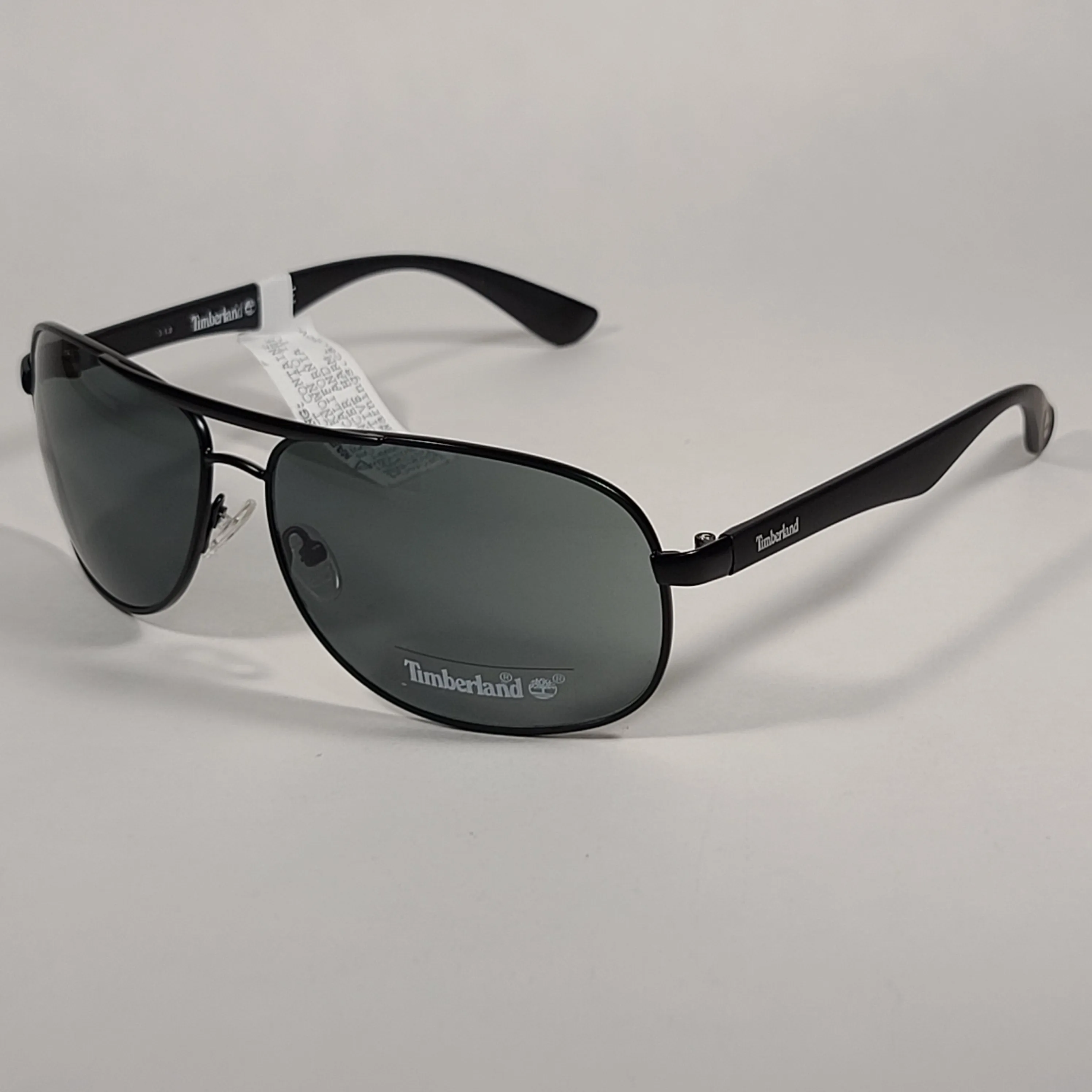 Timberland Aviator Sunglasses Matte Black Frame Green Lens TB7151 02N