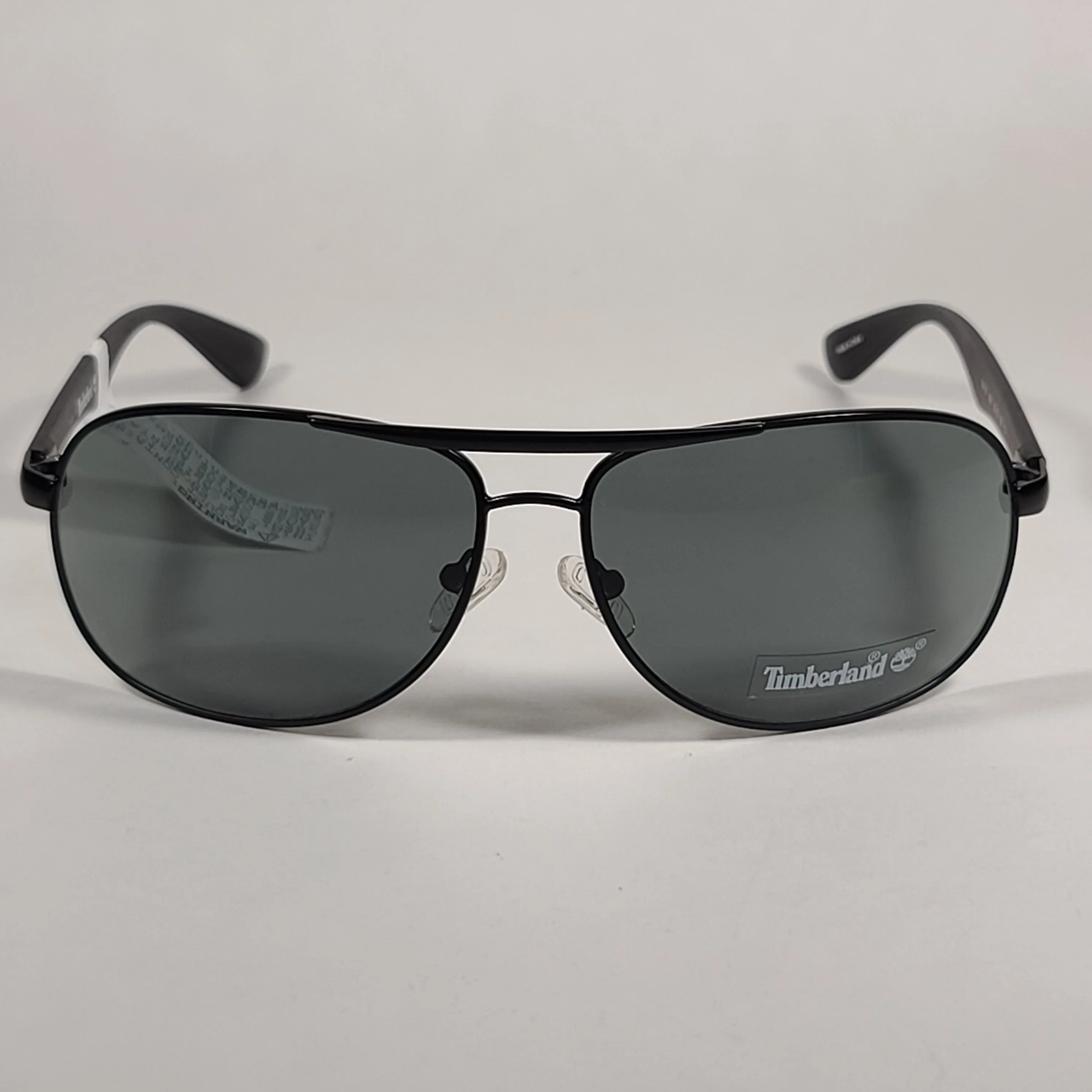 Timberland Aviator Sunglasses Matte Black Frame Green Lens TB7151 02N