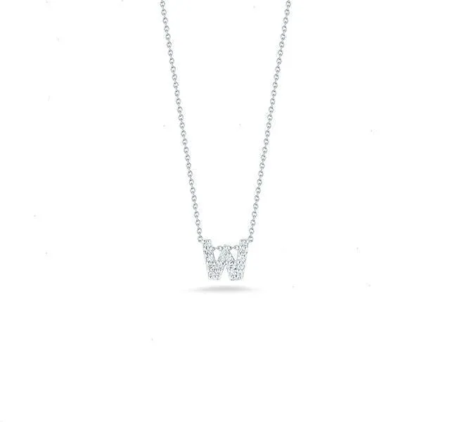 Tiny Treasures Diamond Love Letter "W" in White Gold