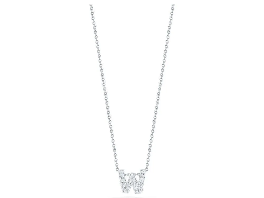 Tiny Treasures Diamond Love Letter "W" in White Gold