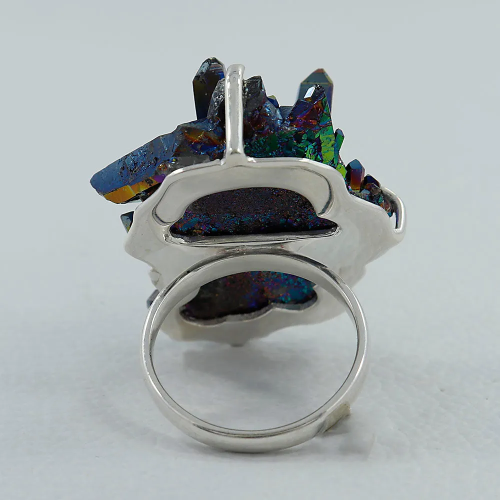 Titanium Druse 925 Sterling Silver Ring