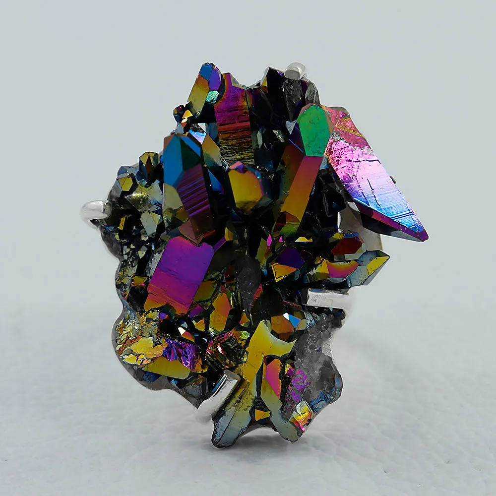 Titanium Druse 925 Sterling Silver Ring