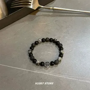 Titanium Steel Cross Beaded Bracelet