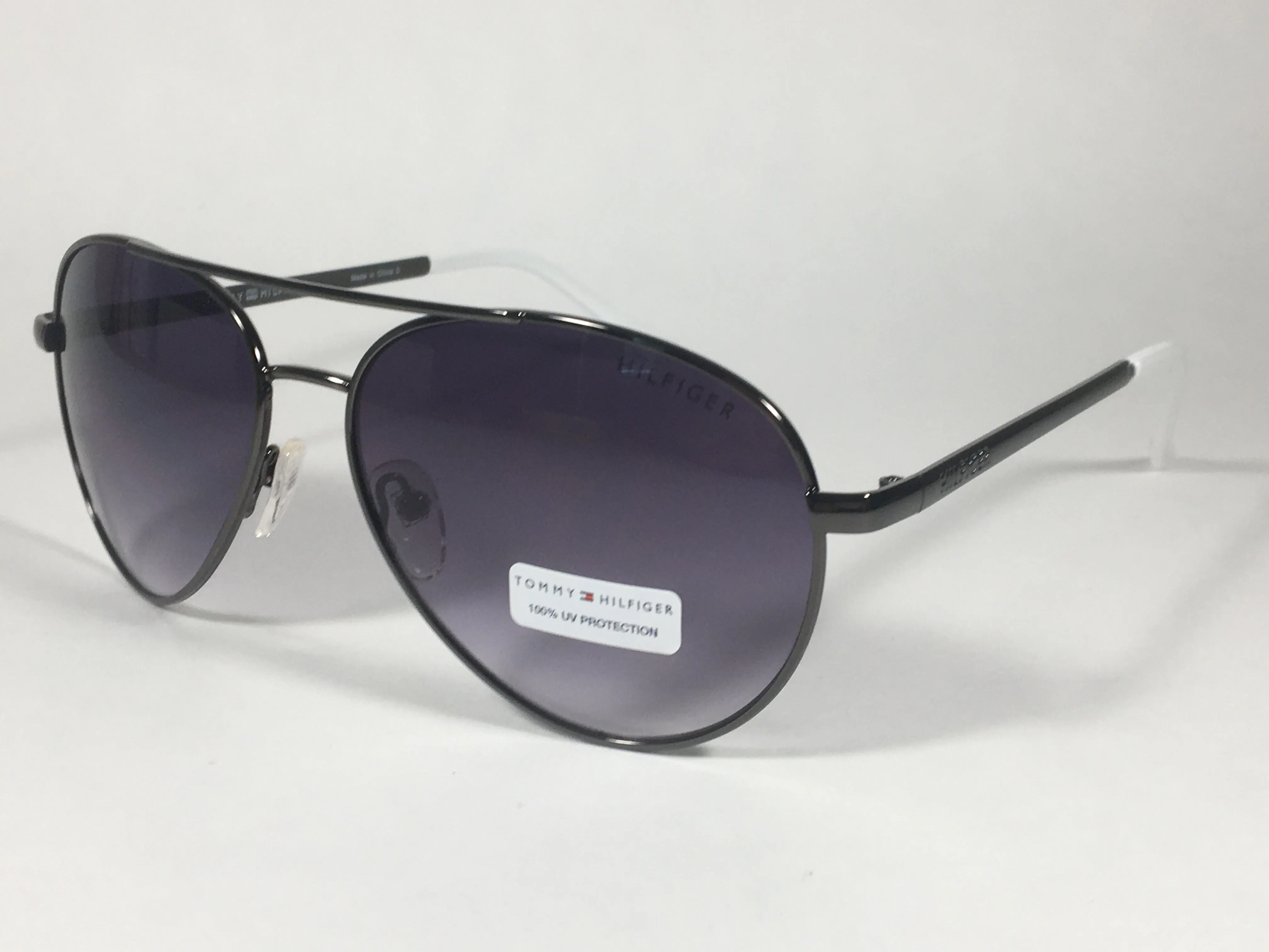 Tommy Hilfiger Cora Aviator Sunglasses Gunmetal White Smoke Gradient Lens CORA WM OL433