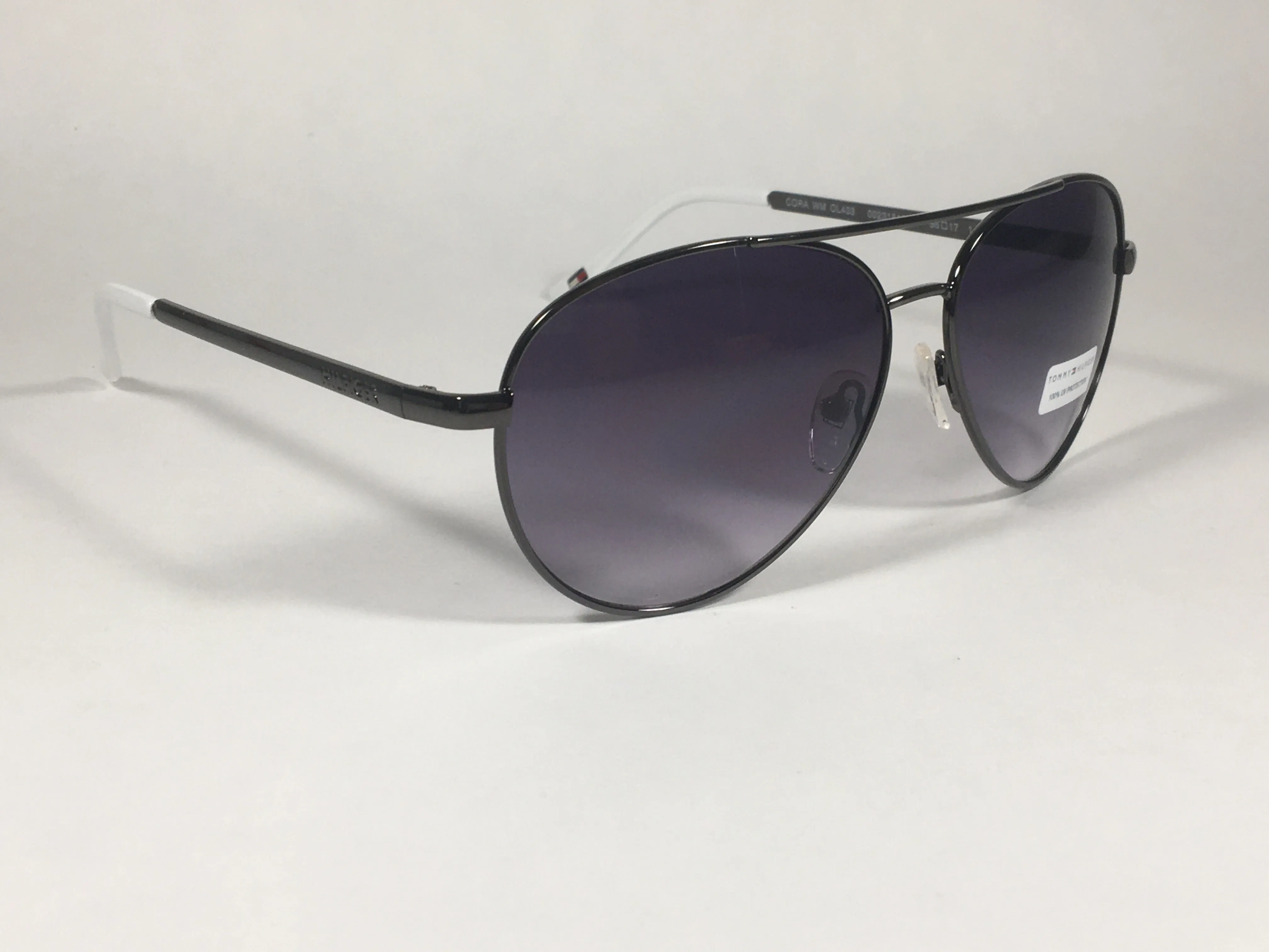 Tommy Hilfiger Cora Aviator Sunglasses Gunmetal White Smoke Gradient Lens CORA WM OL433