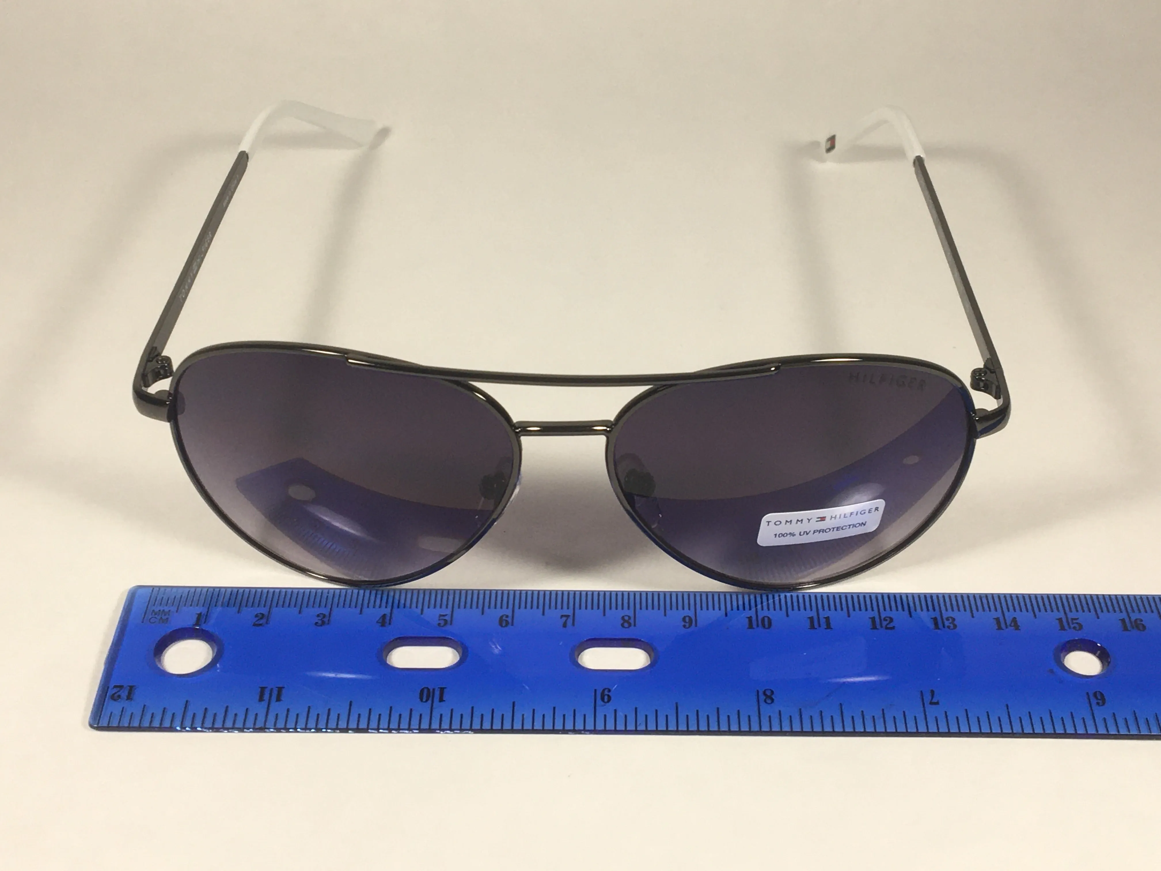 Tommy Hilfiger Cora Aviator Sunglasses Gunmetal White Smoke Gradient Lens CORA WM OL433