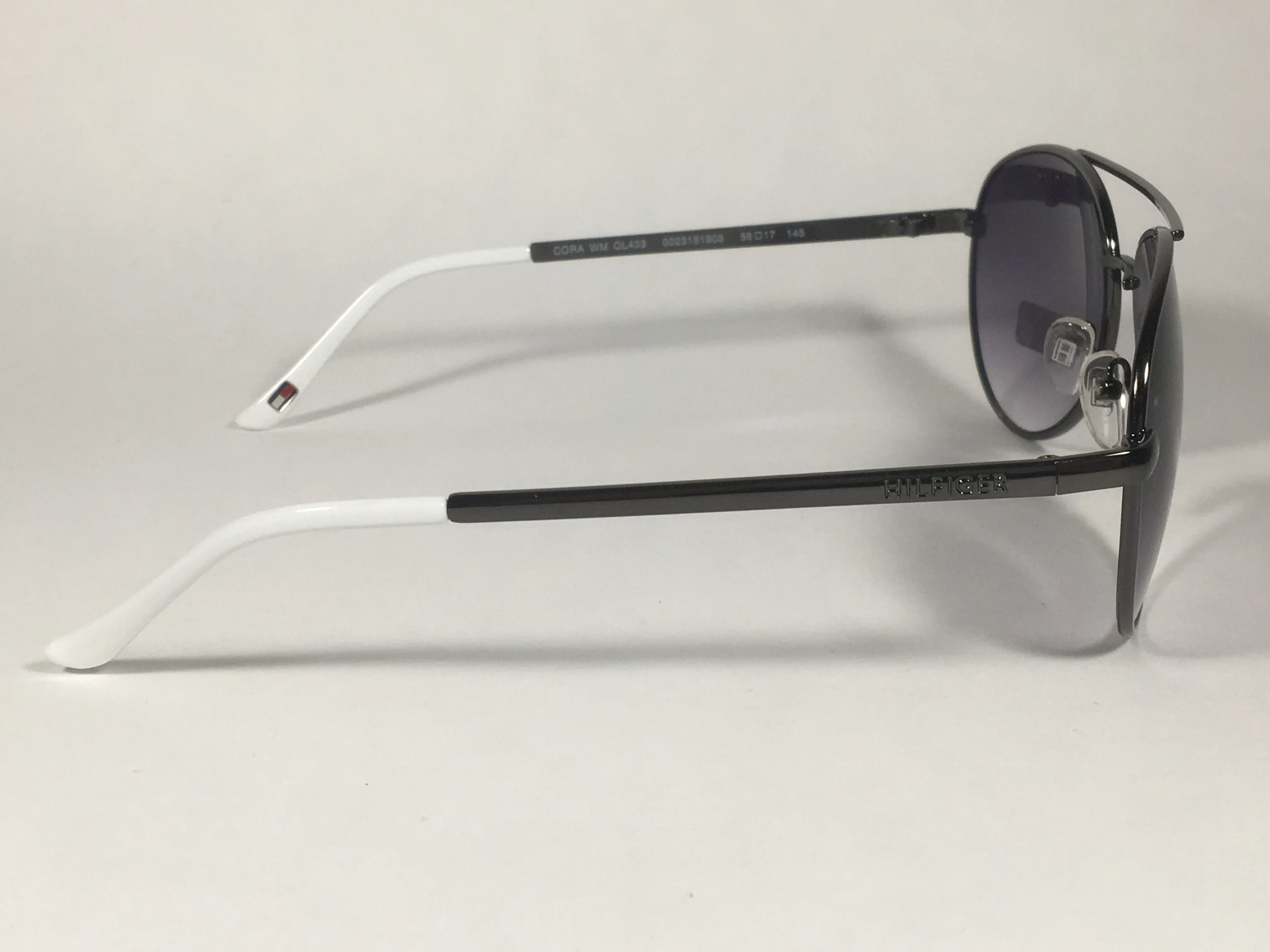 Tommy Hilfiger Cora Aviator Sunglasses Gunmetal White Smoke Gradient Lens CORA WM OL433