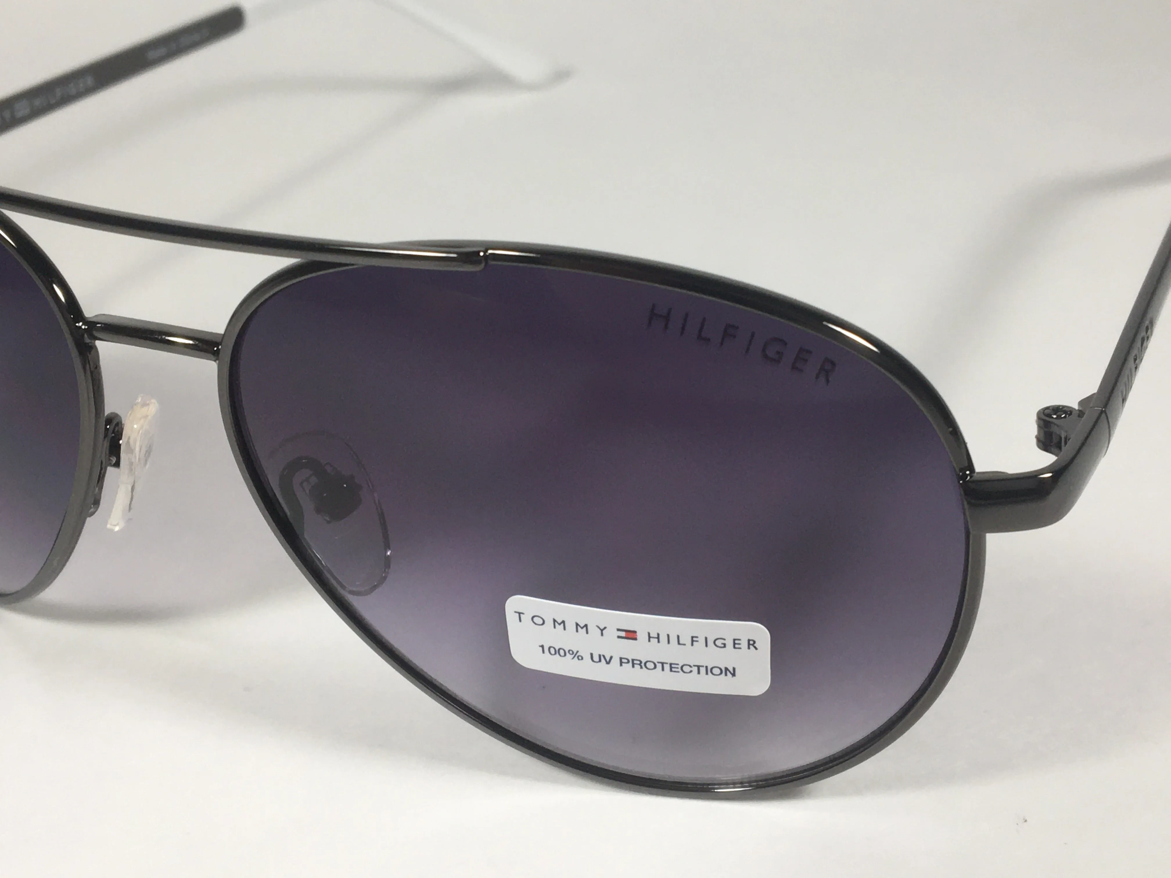 Tommy Hilfiger Cora Aviator Sunglasses Gunmetal White Smoke Gradient Lens CORA WM OL433