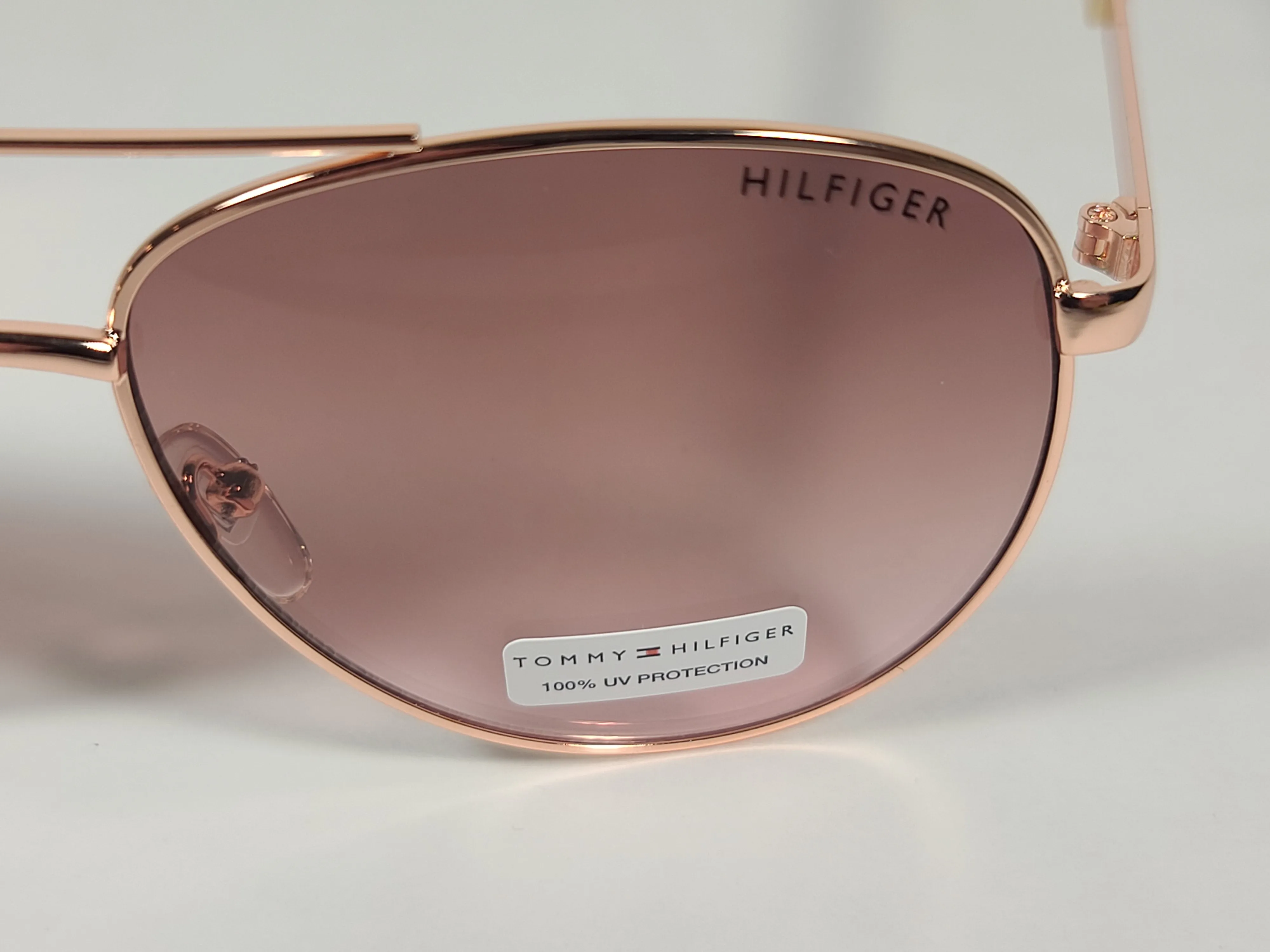 Tommy Hilfiger Lindsay WM OL275 Aviator Sunglasses Copper Tone Frame Pink Gradient Lens
