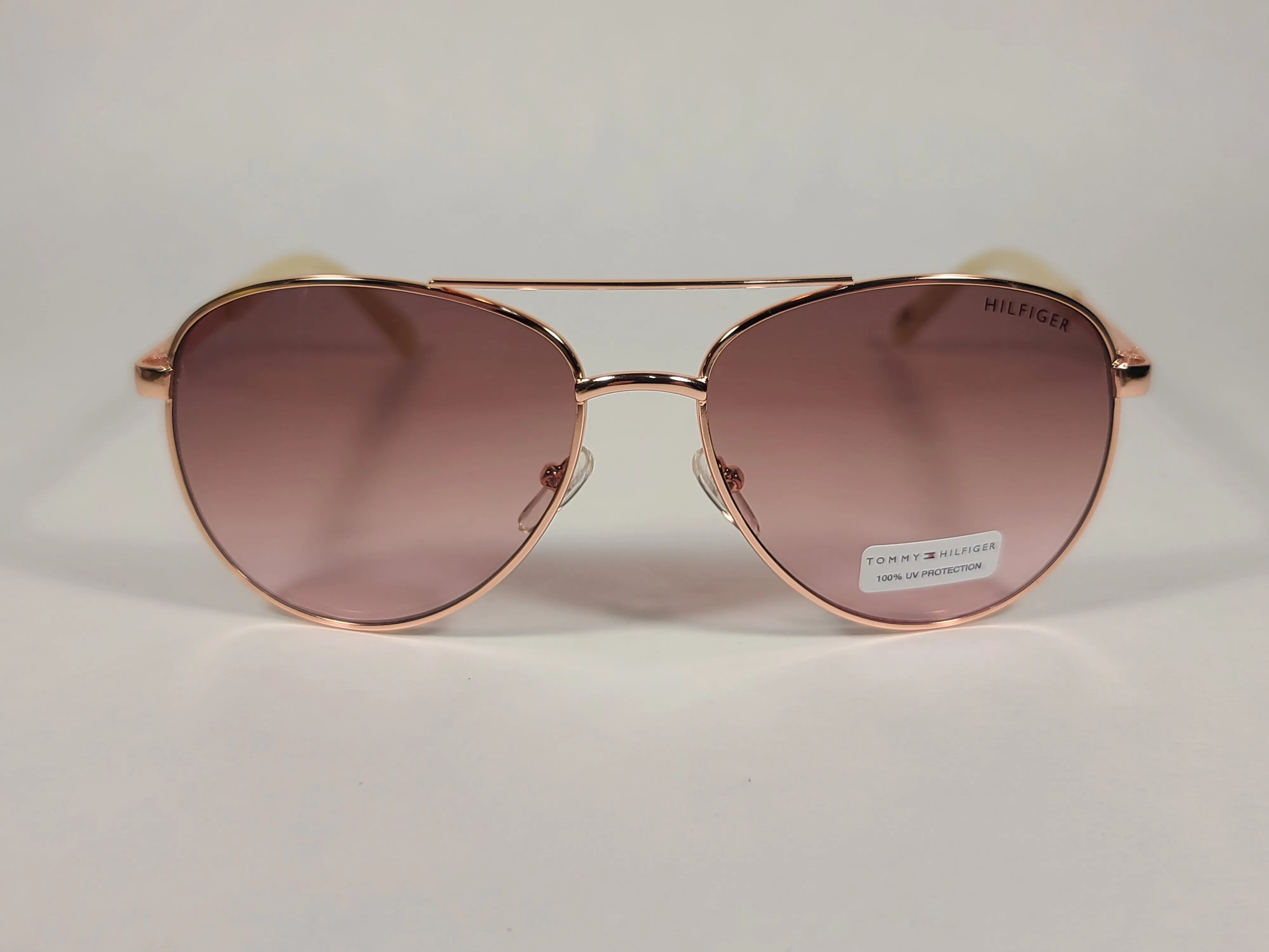 Tommy Hilfiger Lindsay WM OL275 Aviator Sunglasses Copper Tone Frame Pink Gradient Lens
