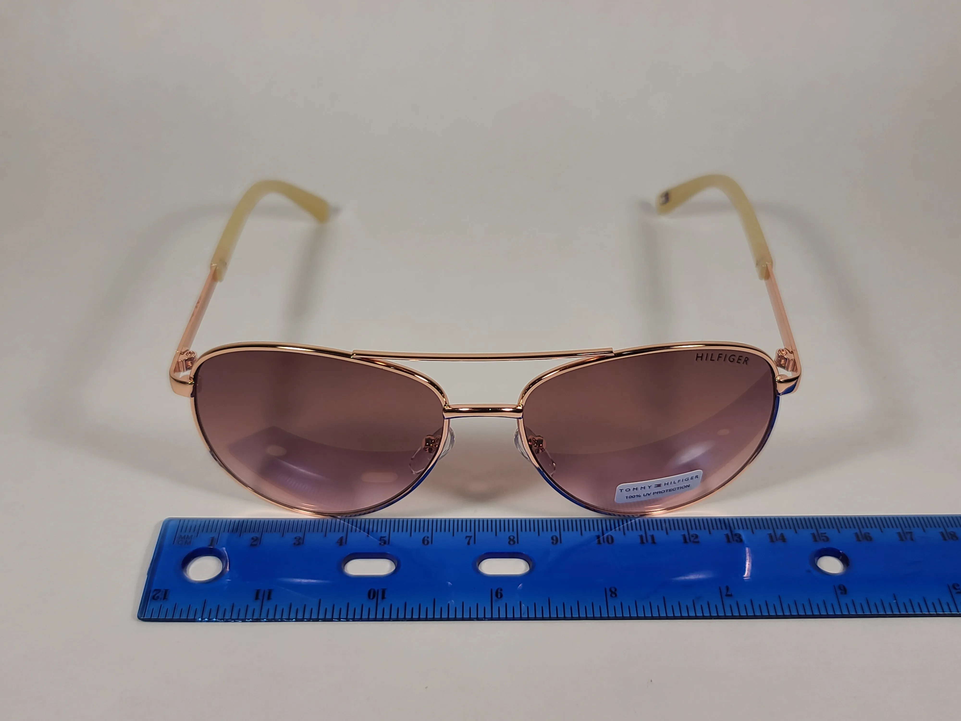 Tommy Hilfiger Lindsay WM OL275 Aviator Sunglasses Copper Tone Frame Pink Gradient Lens
