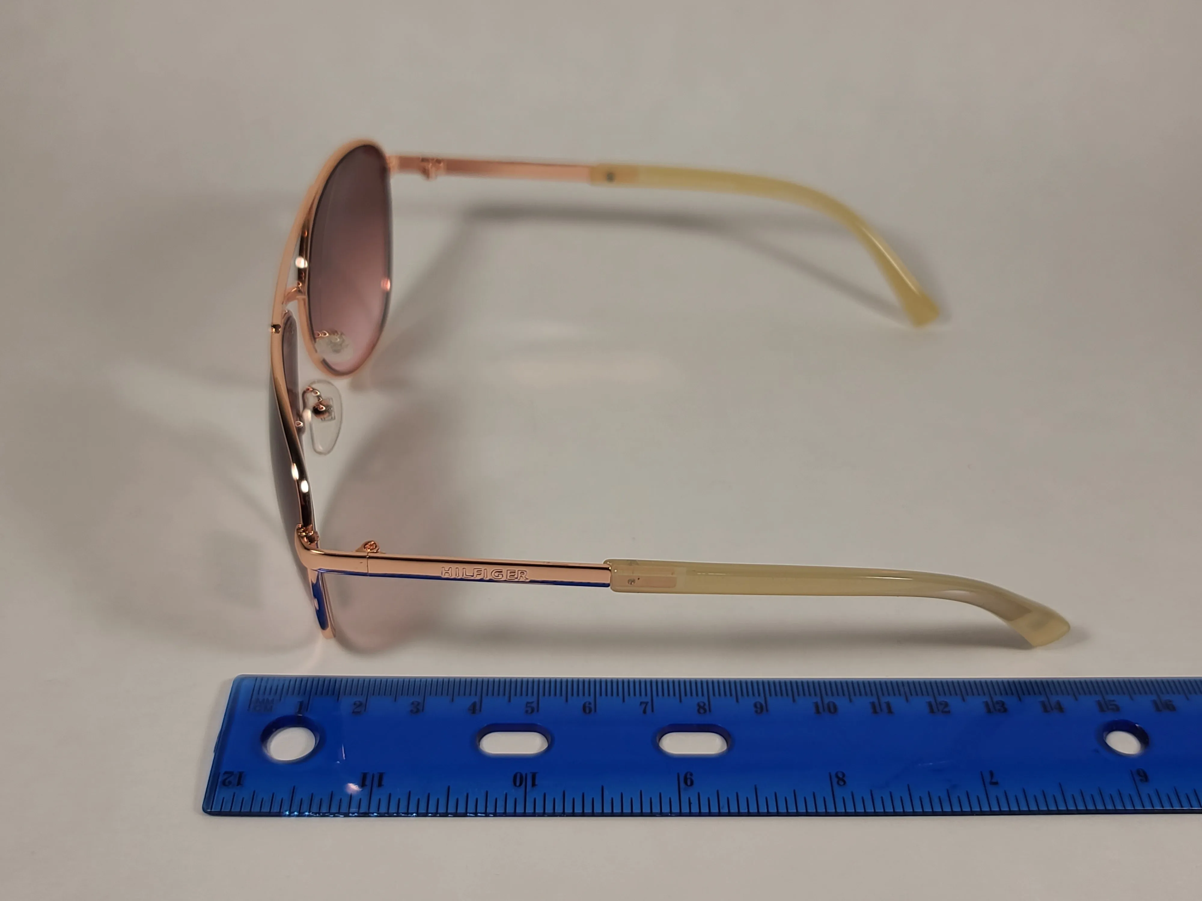 Tommy Hilfiger Lindsay WM OL275 Aviator Sunglasses Copper Tone Frame Pink Gradient Lens