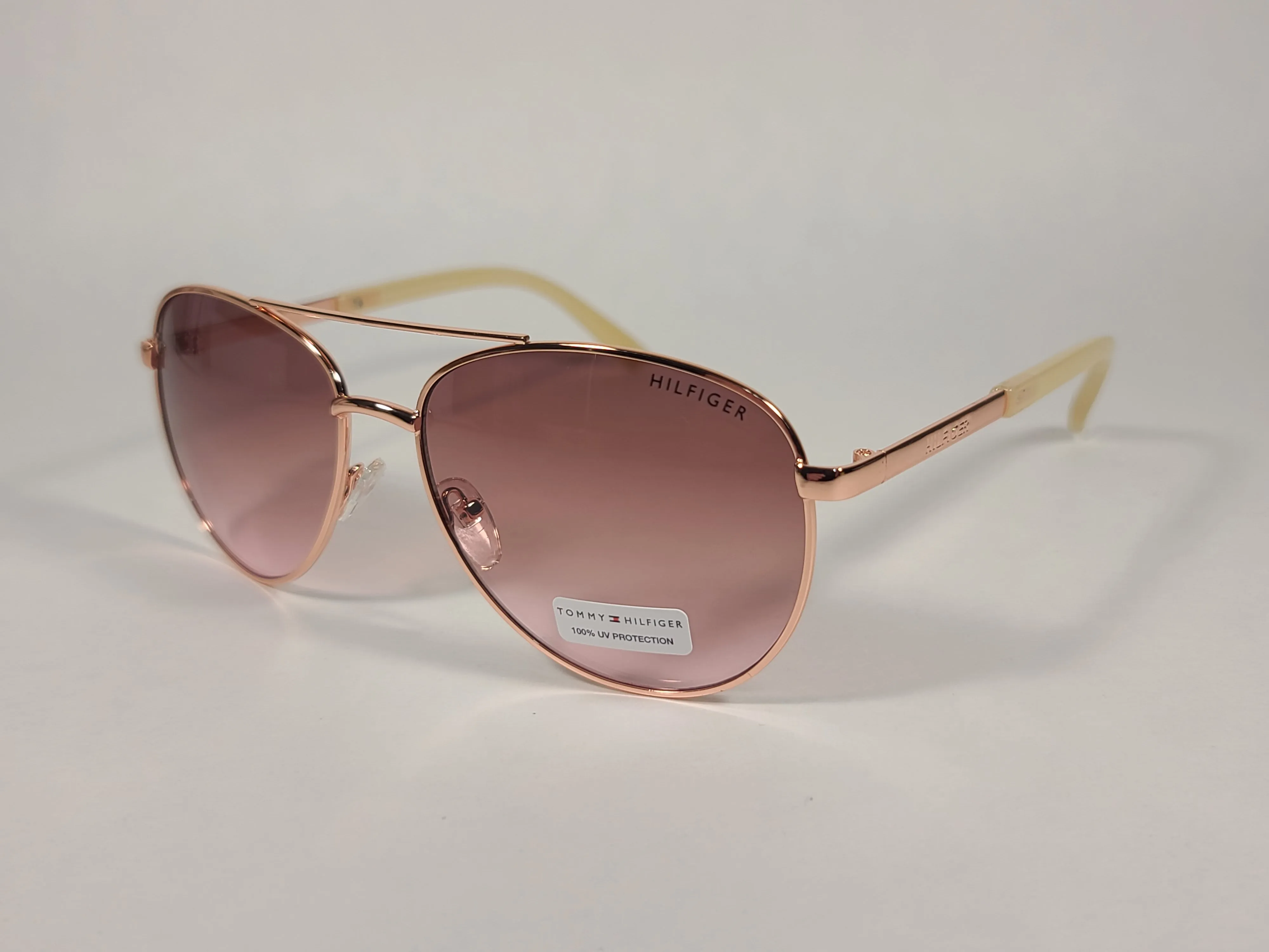 Tommy Hilfiger Lindsay WM OL275 Aviator Sunglasses Copper Tone Frame Pink Gradient Lens