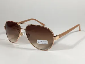 Tommy Hilfiger Sami Aviator Sunglasses Rose Gold and Nude Frame Brown Gradient Lens SAMI WM OL311