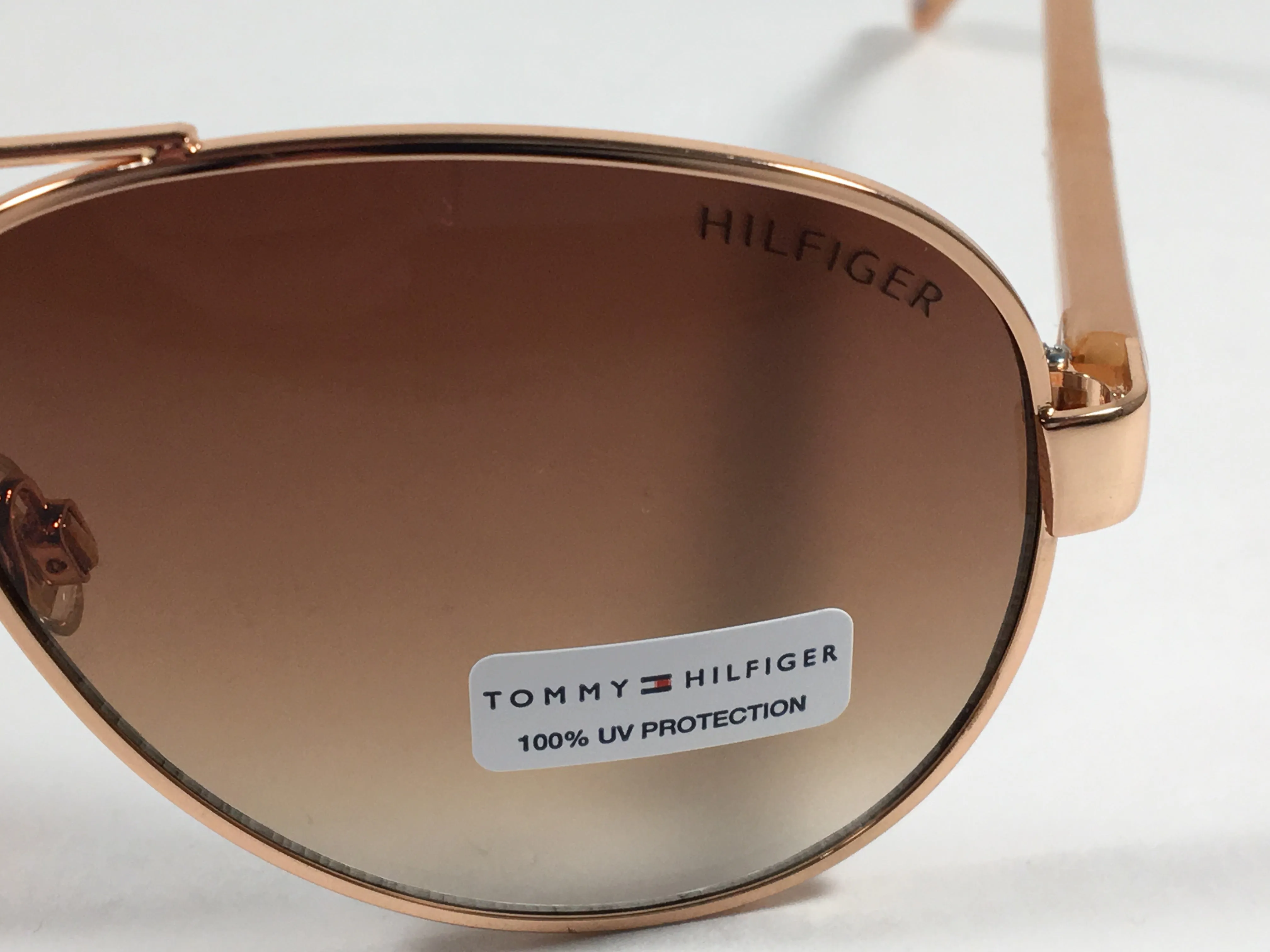 Tommy Hilfiger Sami Aviator Sunglasses Rose Gold and Nude Frame Brown Gradient Lens SAMI WM OL311
