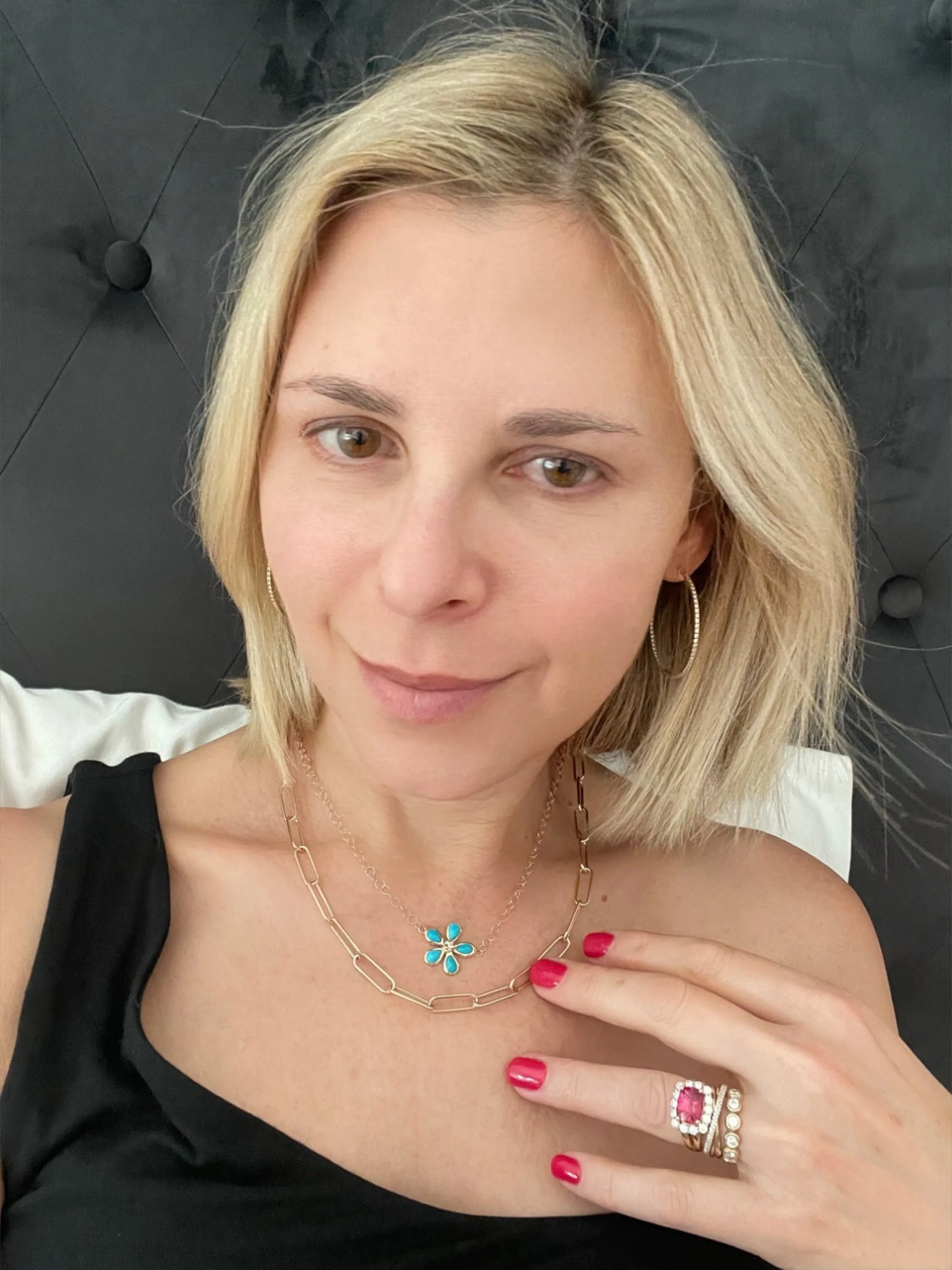 Turquoise & Diamond Orchid Necklace