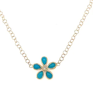 Turquoise & Diamond Orchid Necklace