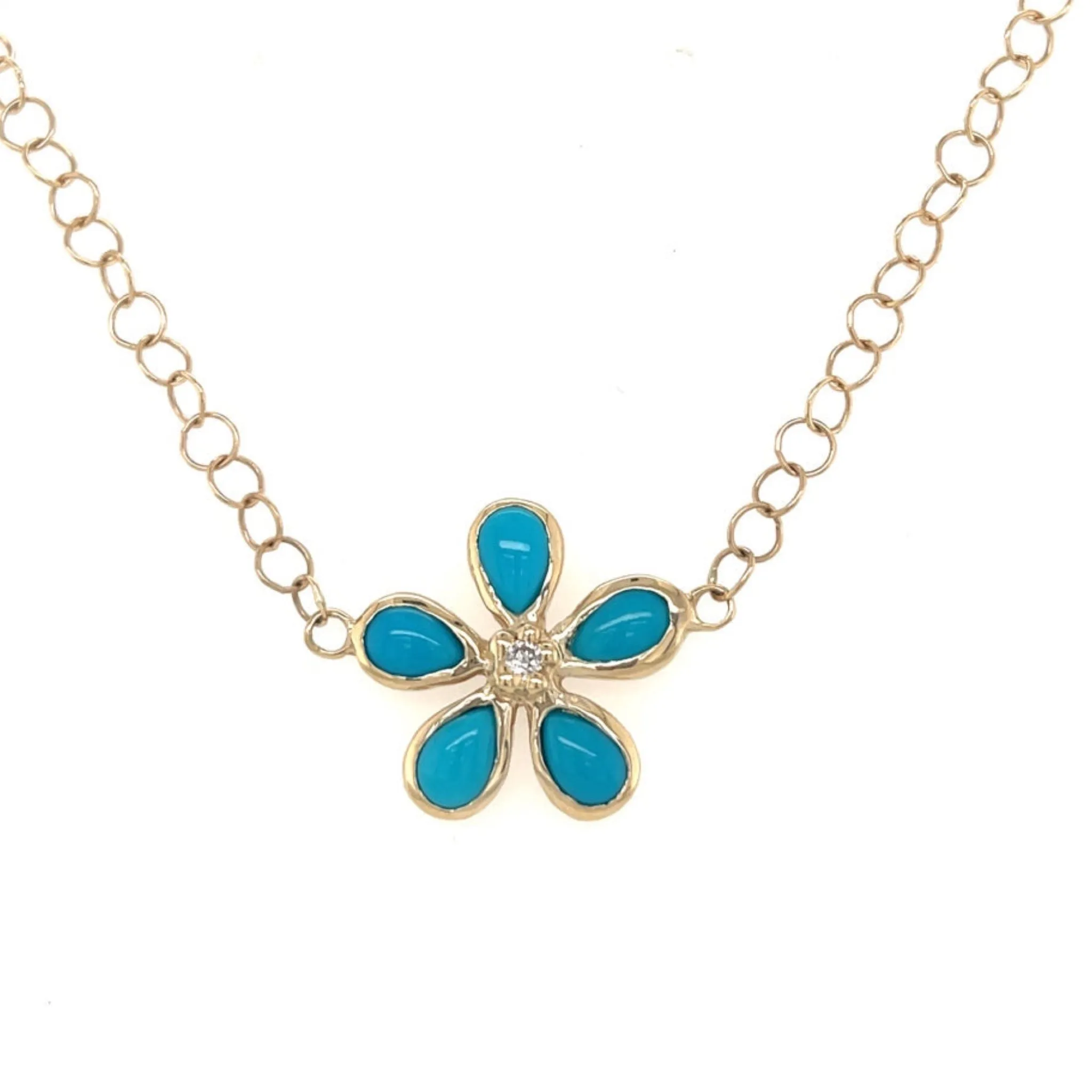Turquoise & Diamond Orchid Necklace