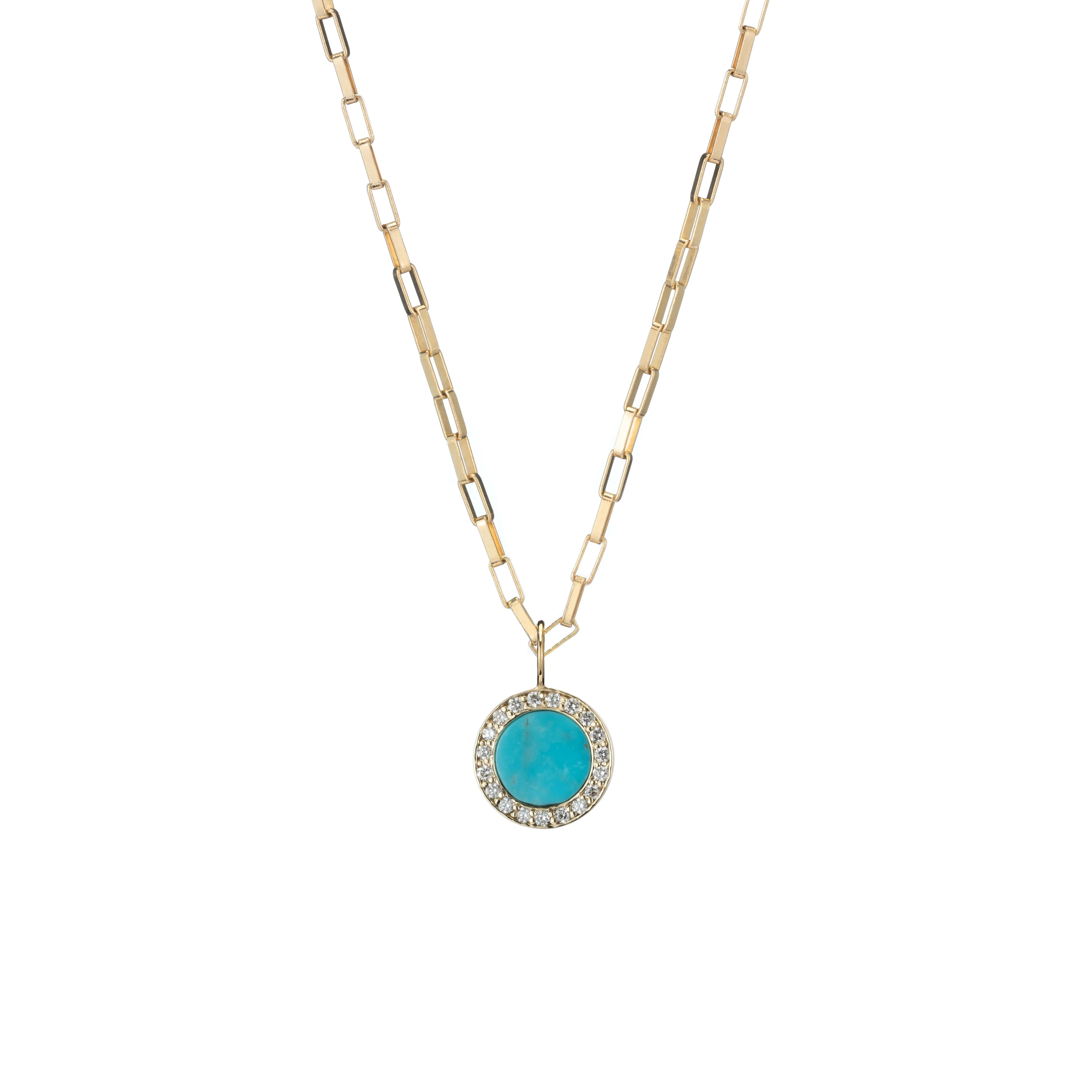 Turquoise, Gold & Diamond Charms Necklace Set