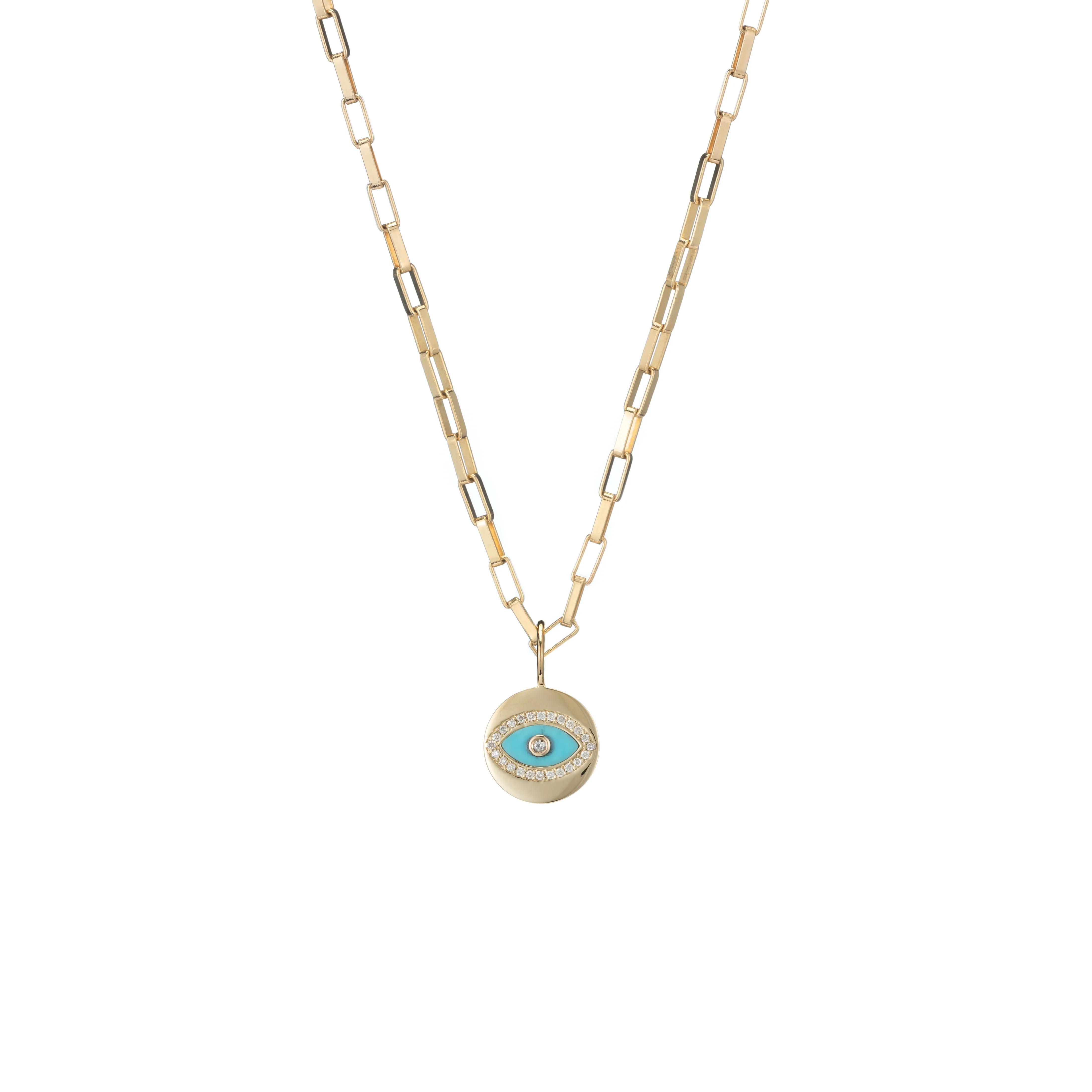 Turquoise, Gold & Diamond Charms Necklace Set
