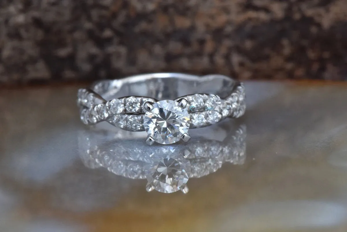 Twist engagement ring- white gold 14k Celtic engagement ring-Engagement diamond ring- Twist diamond ring
