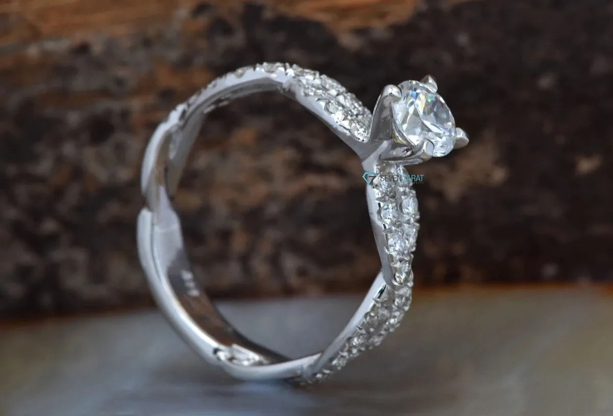 Twist engagement ring- white gold 14k Celtic engagement ring-Engagement diamond ring- Twist diamond ring