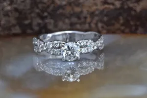 Twist engagement ring- white gold 14k Celtic engagement ring-Engagement diamond ring- Twist diamond ring
