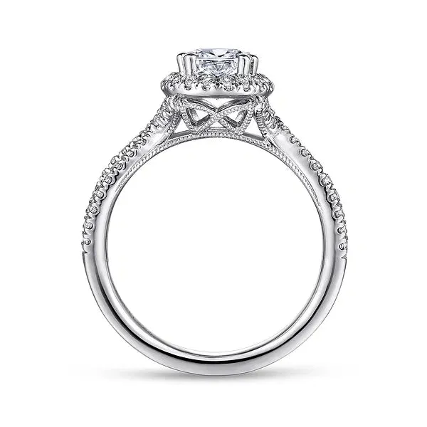 Twisted Pear Shape Halo Diamond Engagement Ring Mounting