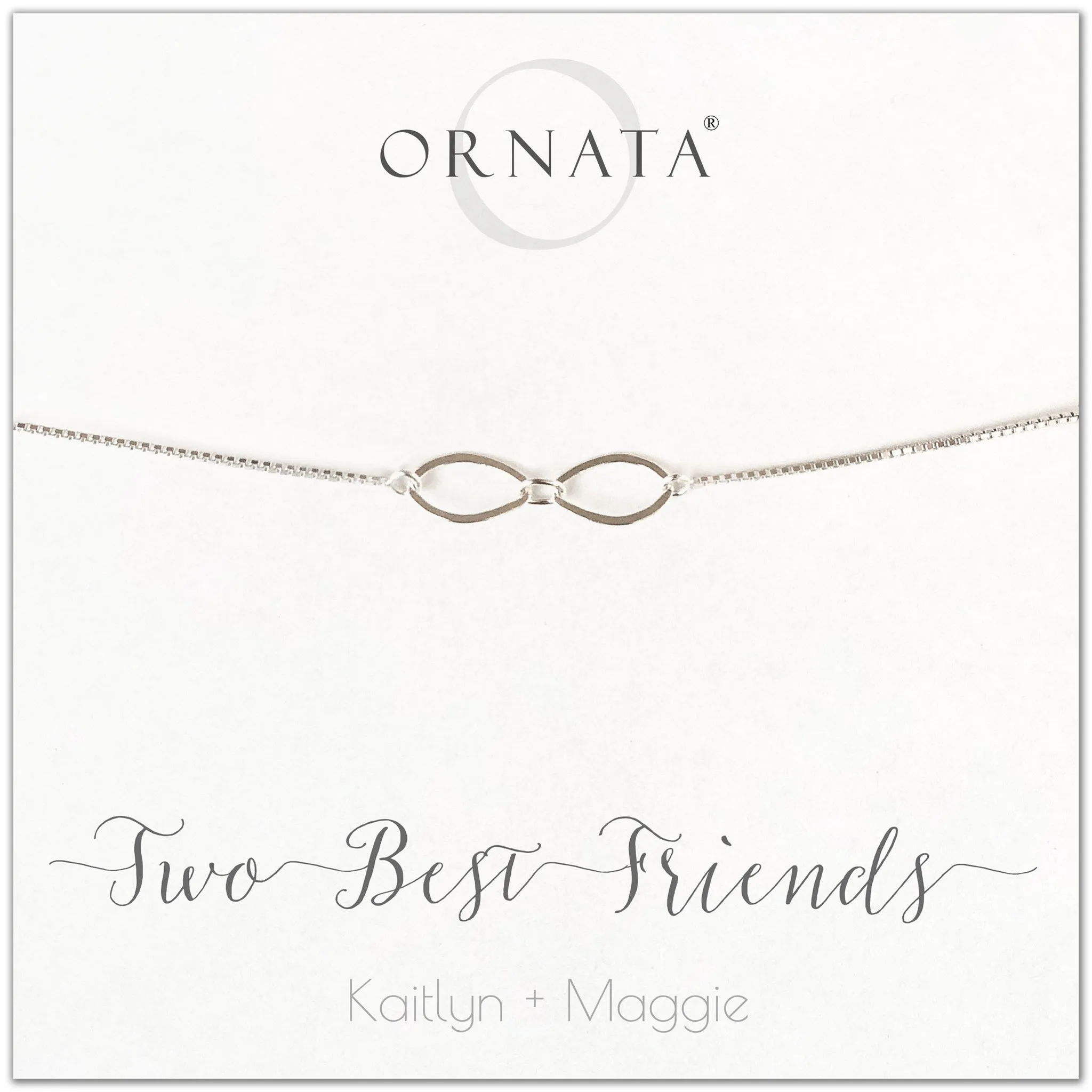 “Two Best Friends” Sterling Silver Bolo Bracelet on Personalized Jewelry Card